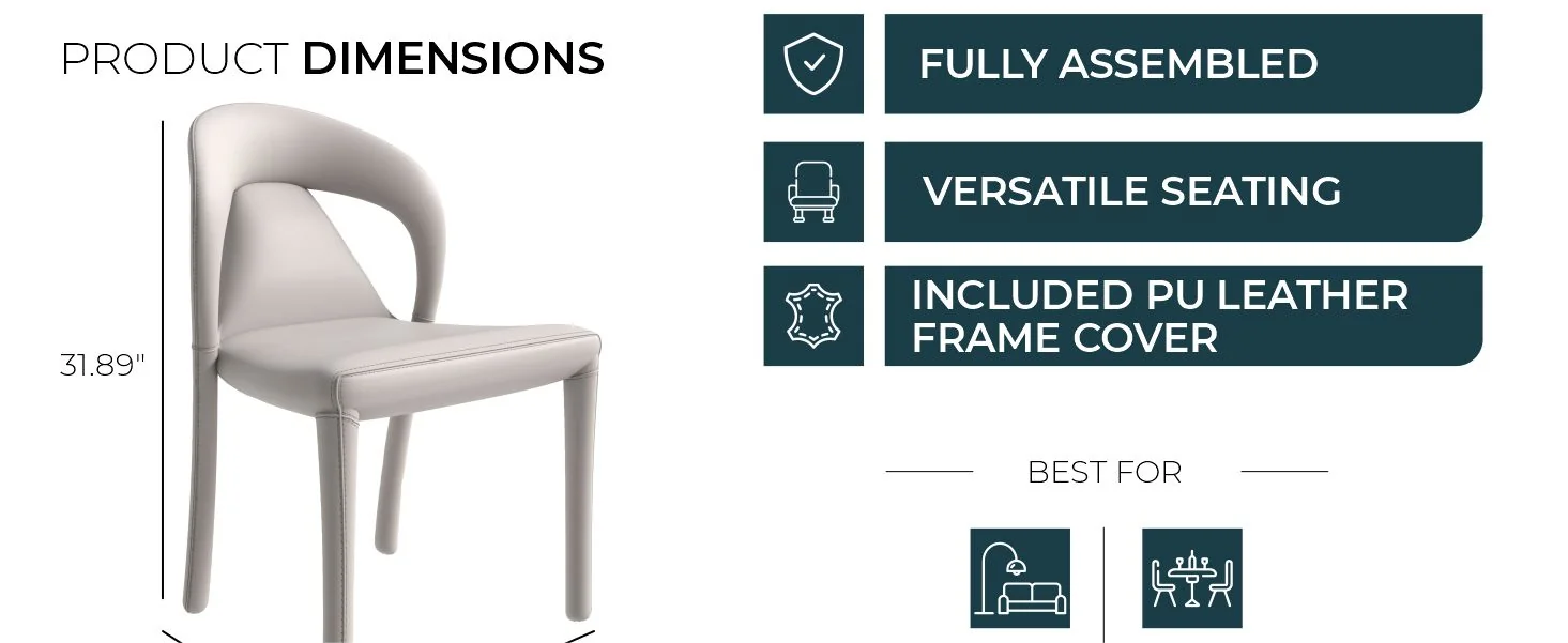 Solace Series Modern Dining Chair in Light Grey Set of 2