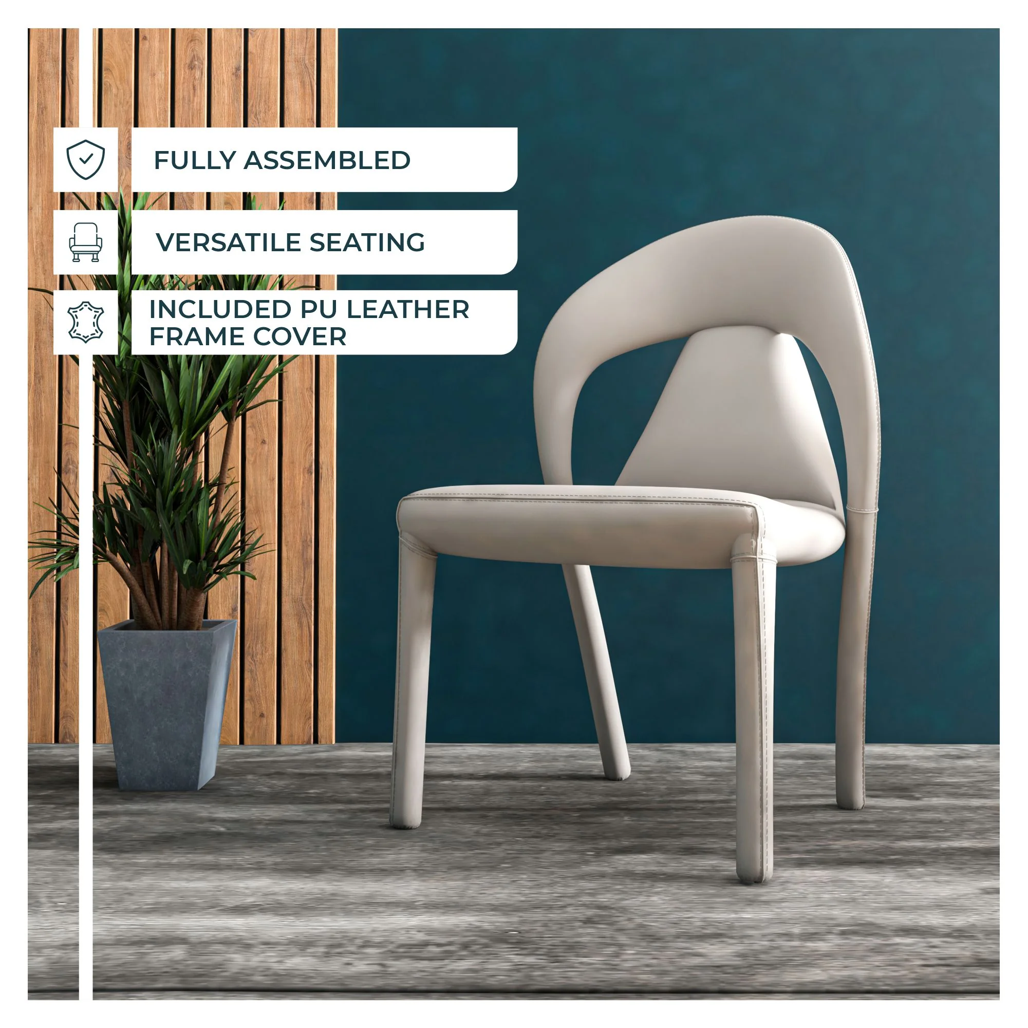 Solace Series Modern Dining Chair in White Set of 2