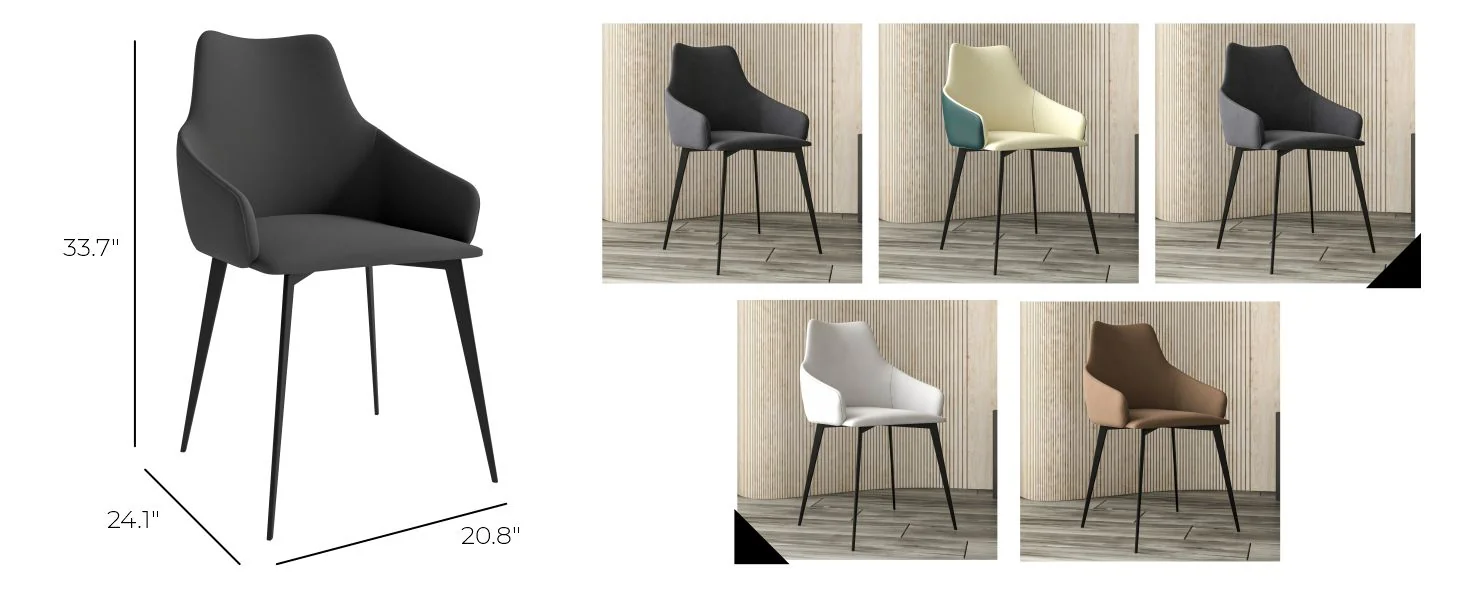 Sonnet Series Modern Dining Chair in Charcoal Fabric - Set of 4