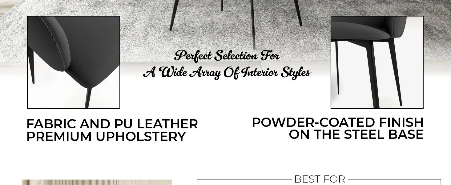 Sonnet Series Modern Dining Chair in Charcoal Fabric - Set of 4