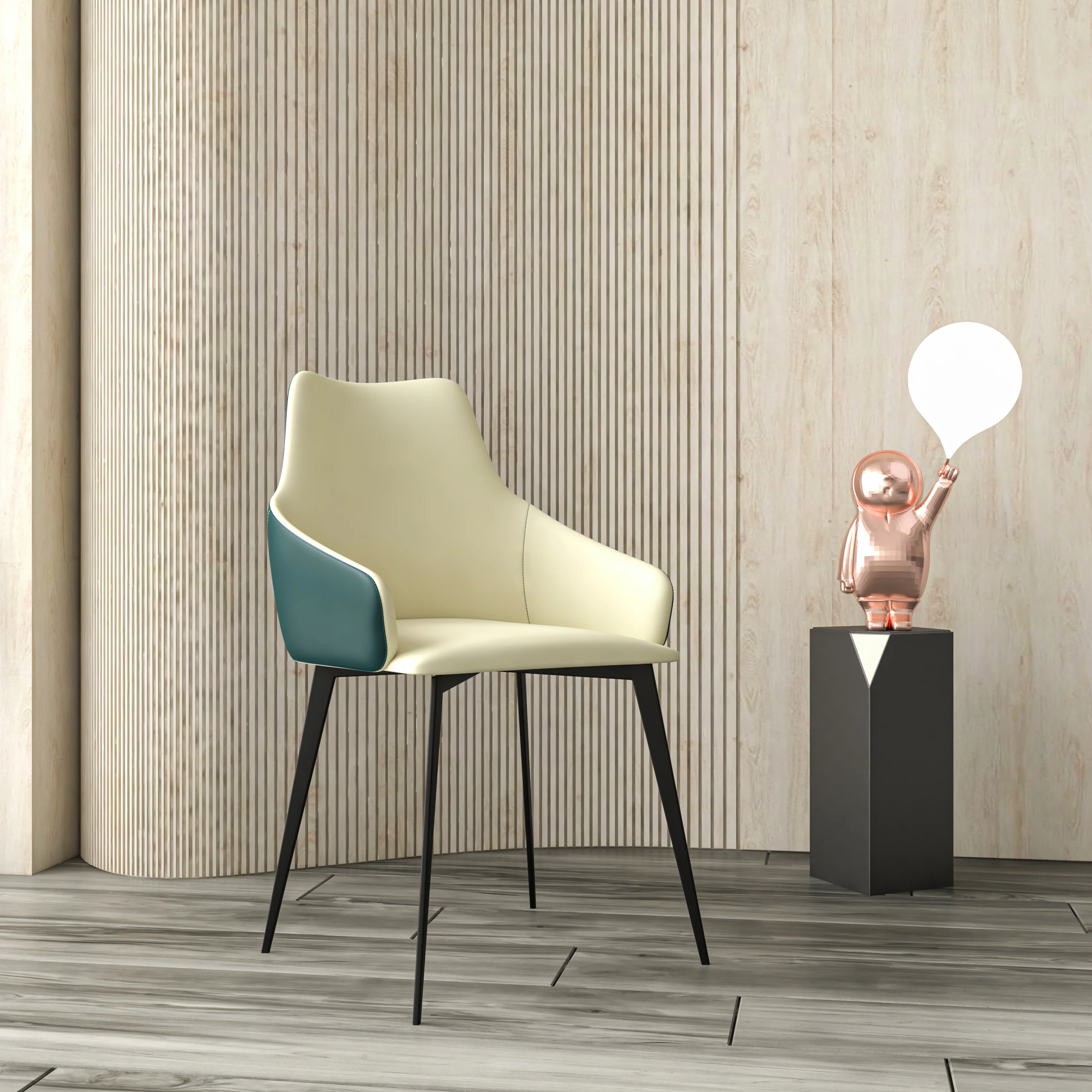 Sonnet Series Modern Dining Chair in Cream/Green