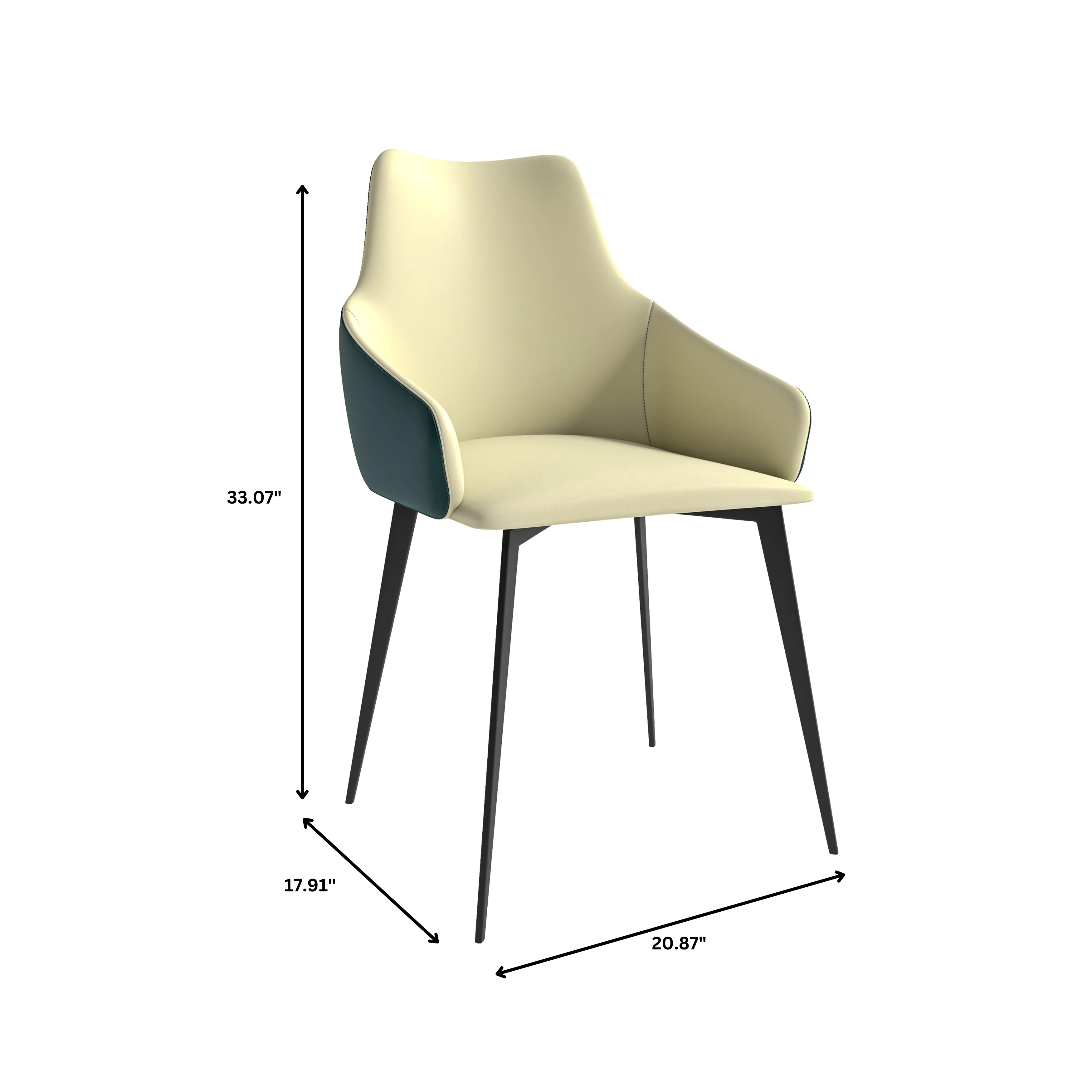 Sonnet Series Modern Dining Chair in Cream/Green