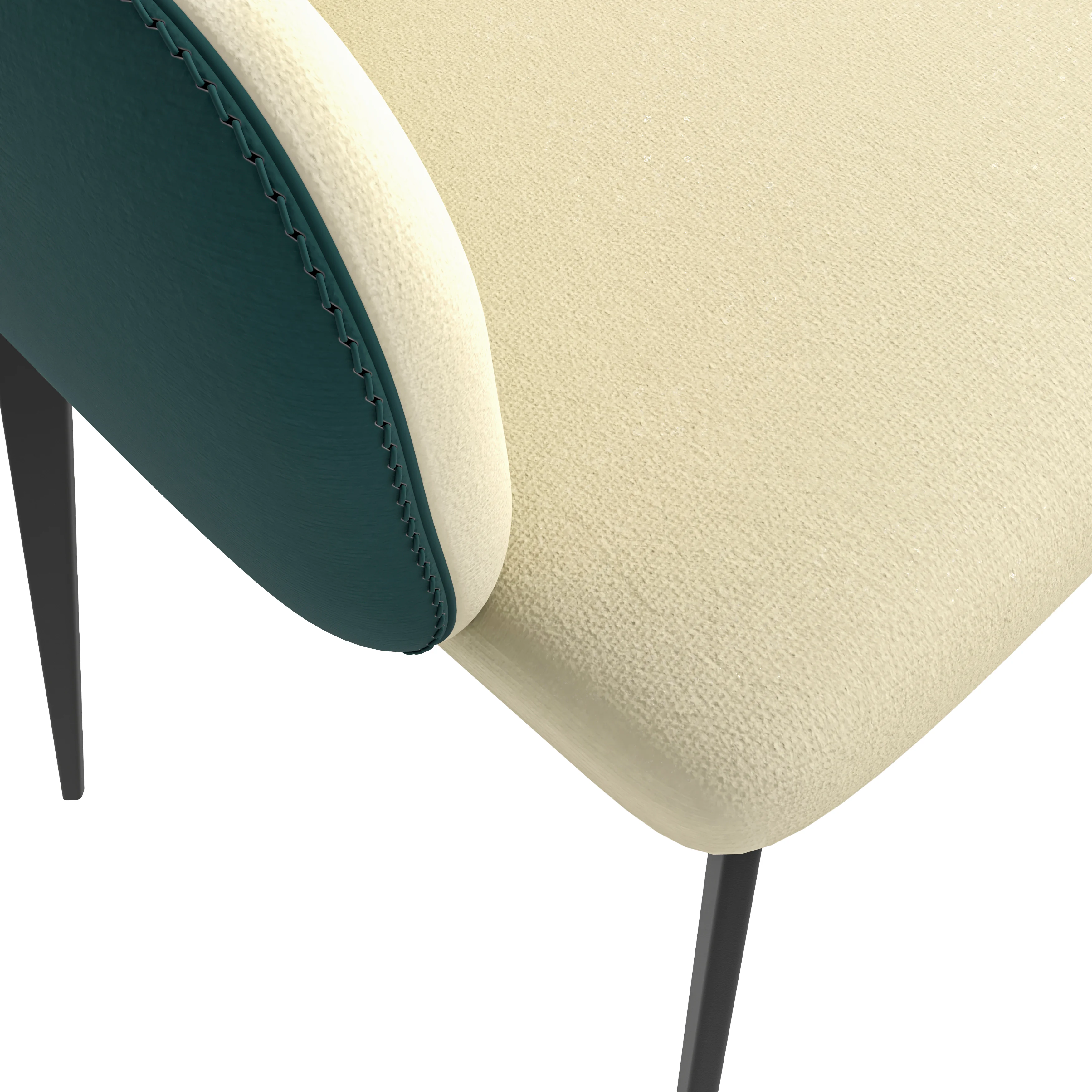Sonnet Series Modern Dining Chair in Cream/Green