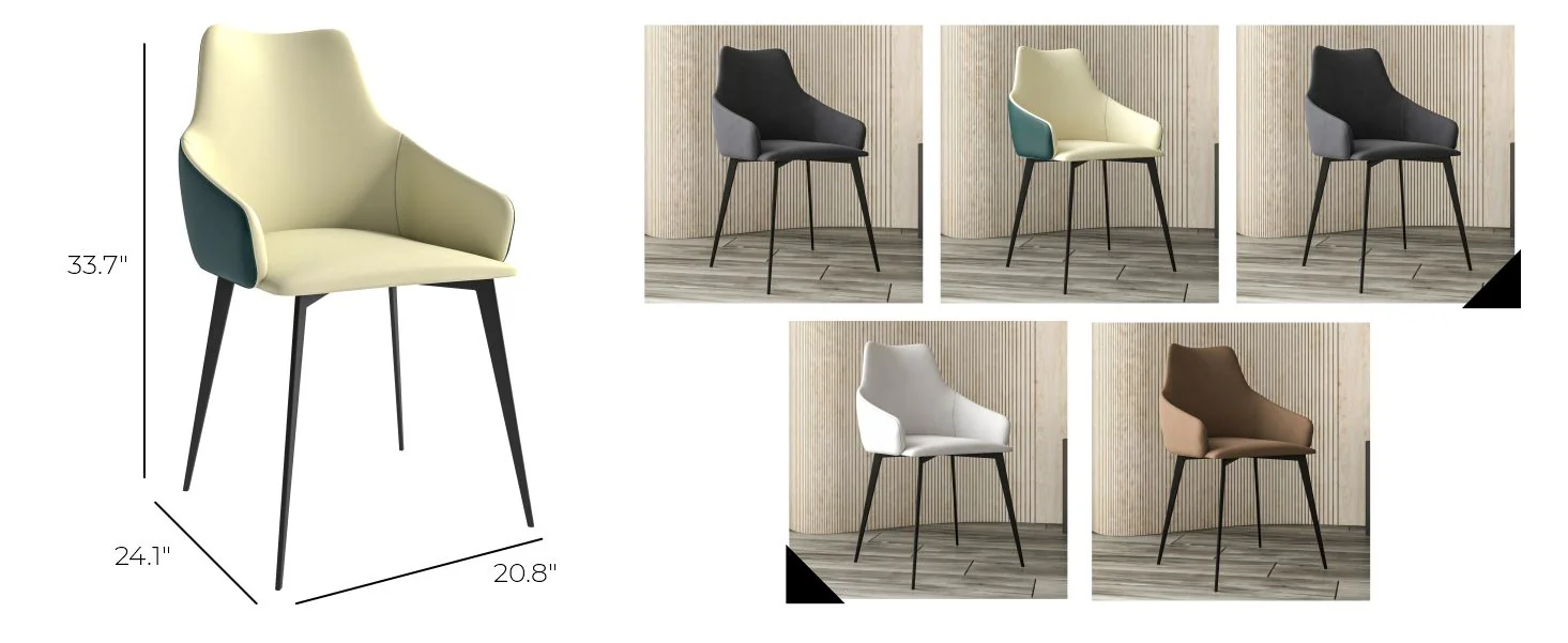 Sonnet Series Modern Dining Chair in Cream/Green