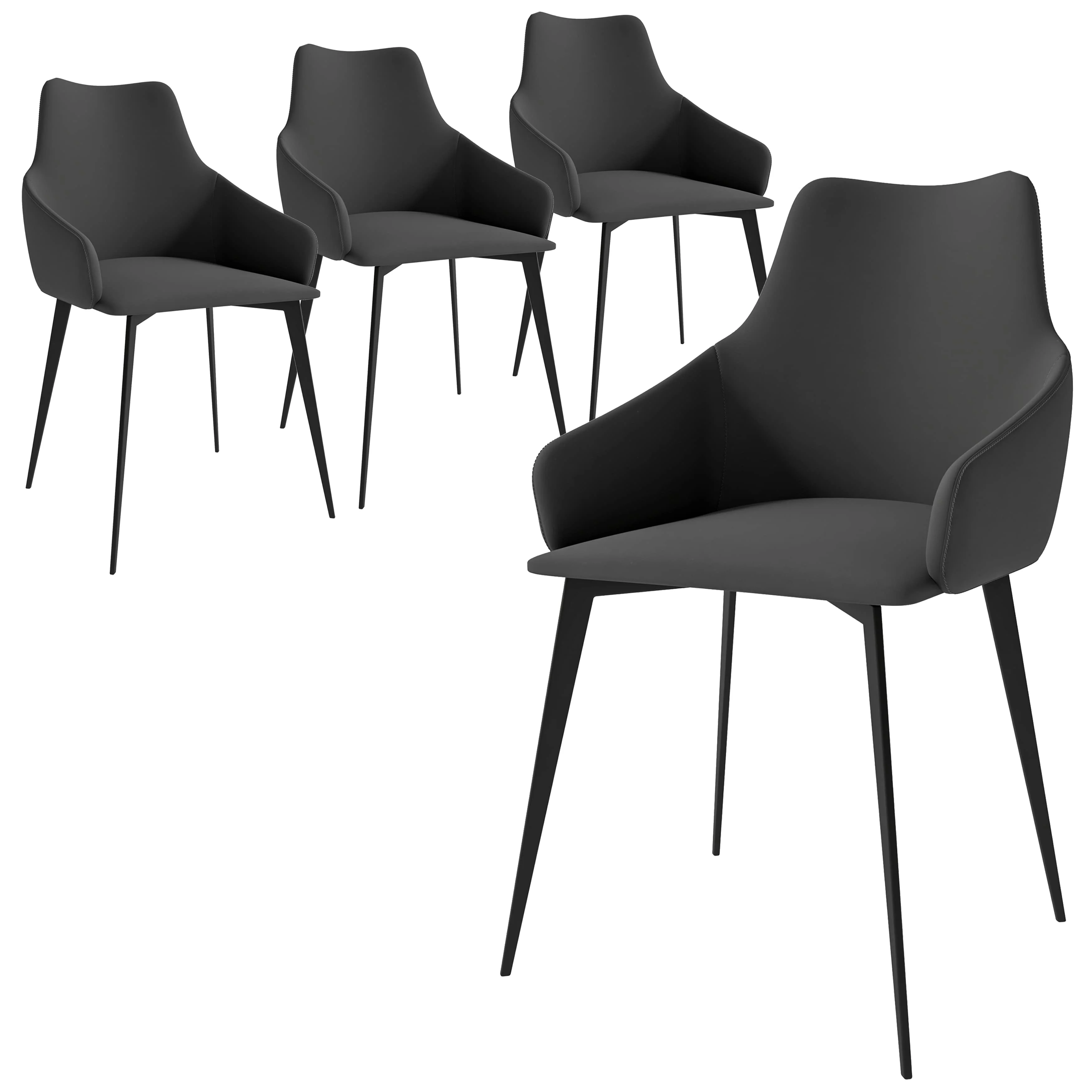 Sonnet Series Modern Dining Chair in Charcoal Fabric - Set of 4