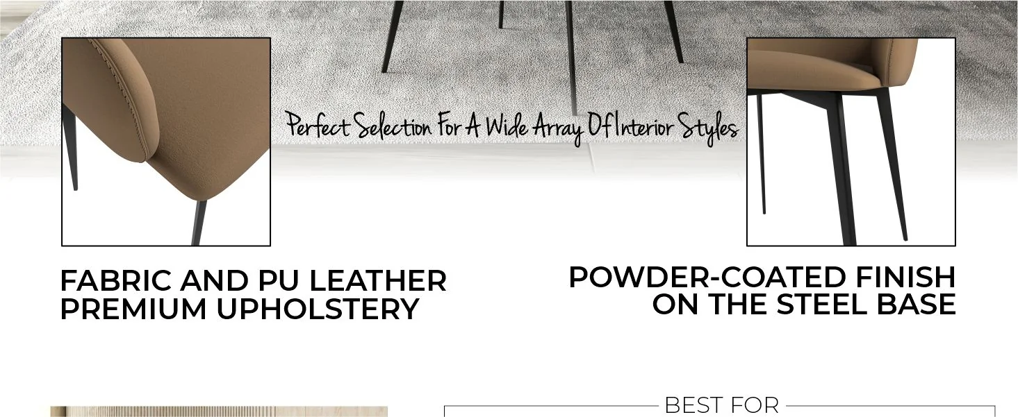 Sonnet Series Modern Dining Chair in Light Brown Fabric - Set of 2