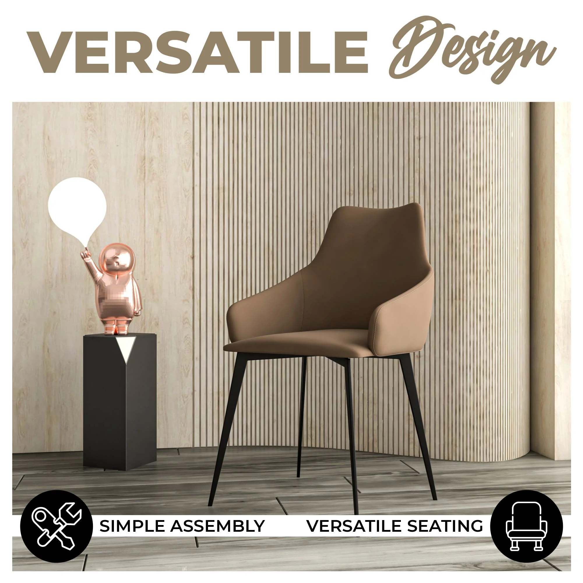 Sonnet Series Modern Dining Chair in Light Brown Fabric - Set of 2