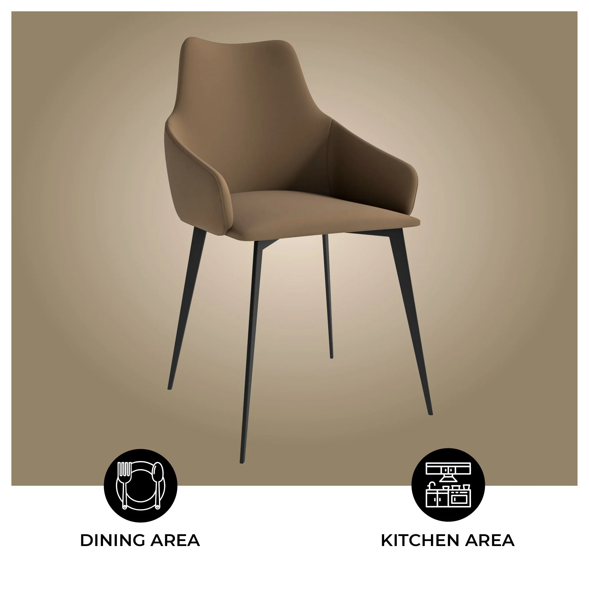 Sonnet Series Modern Dining Chair in Light Brown Fabric - Set of 2
