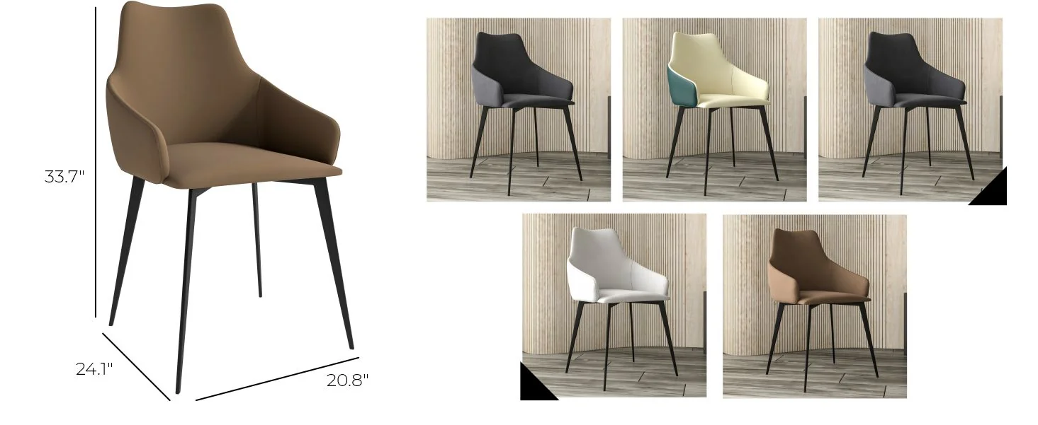 Sonnet Series Modern Dining Chair in Charcoal Fabric - Set of 4