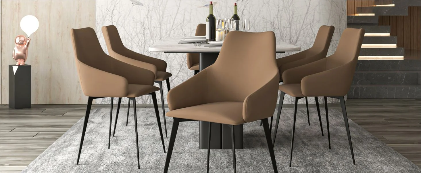 Sonnet Series Modern Dining Chair in Charcoal Fabric - Set of 4
