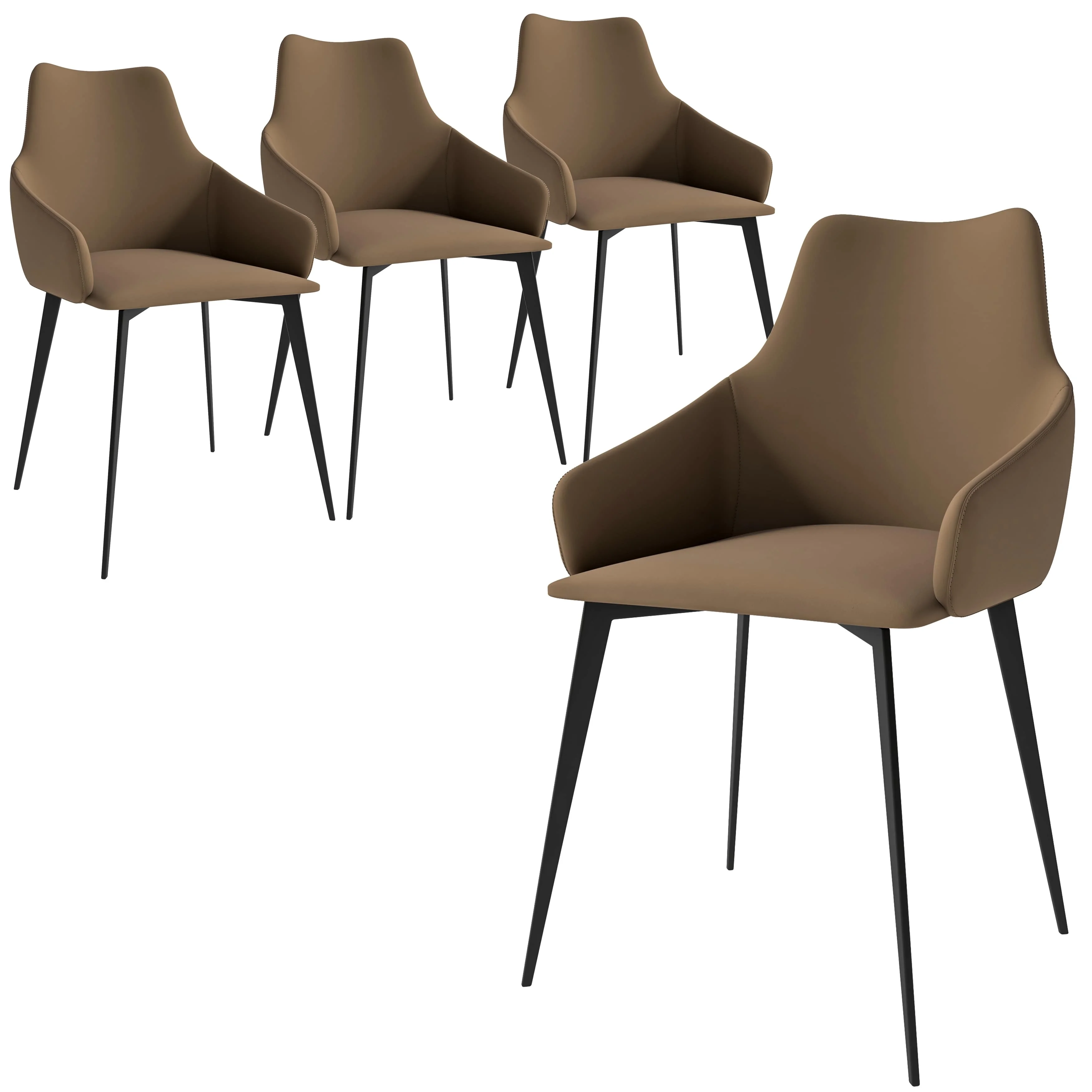 Sonnet Series Modern Dining Chair in Charcoal Fabric - Set of 4