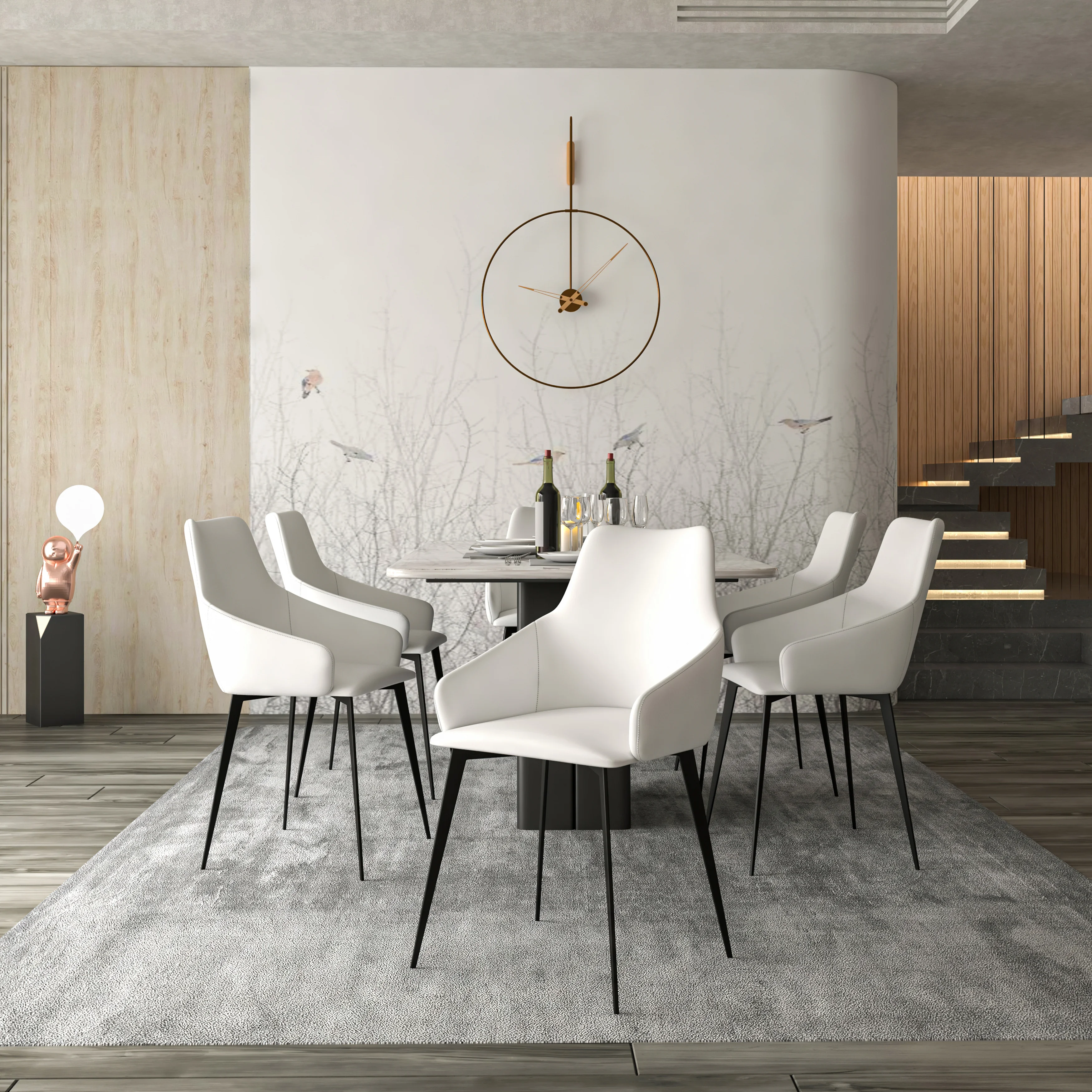 Sonnet Series Modern Dining Chair in Coconut White Fabric