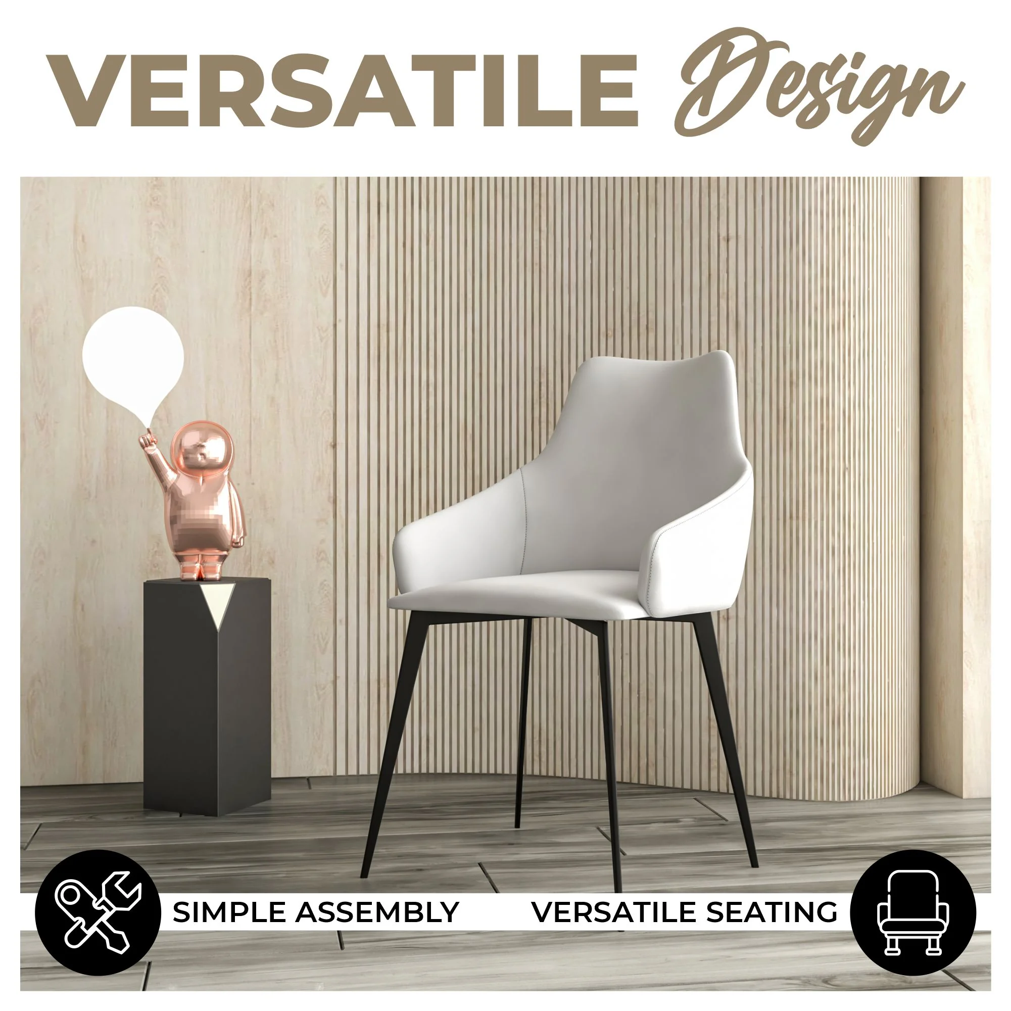 Sonnet Series Modern Dining Chair in Coconut White Fabric