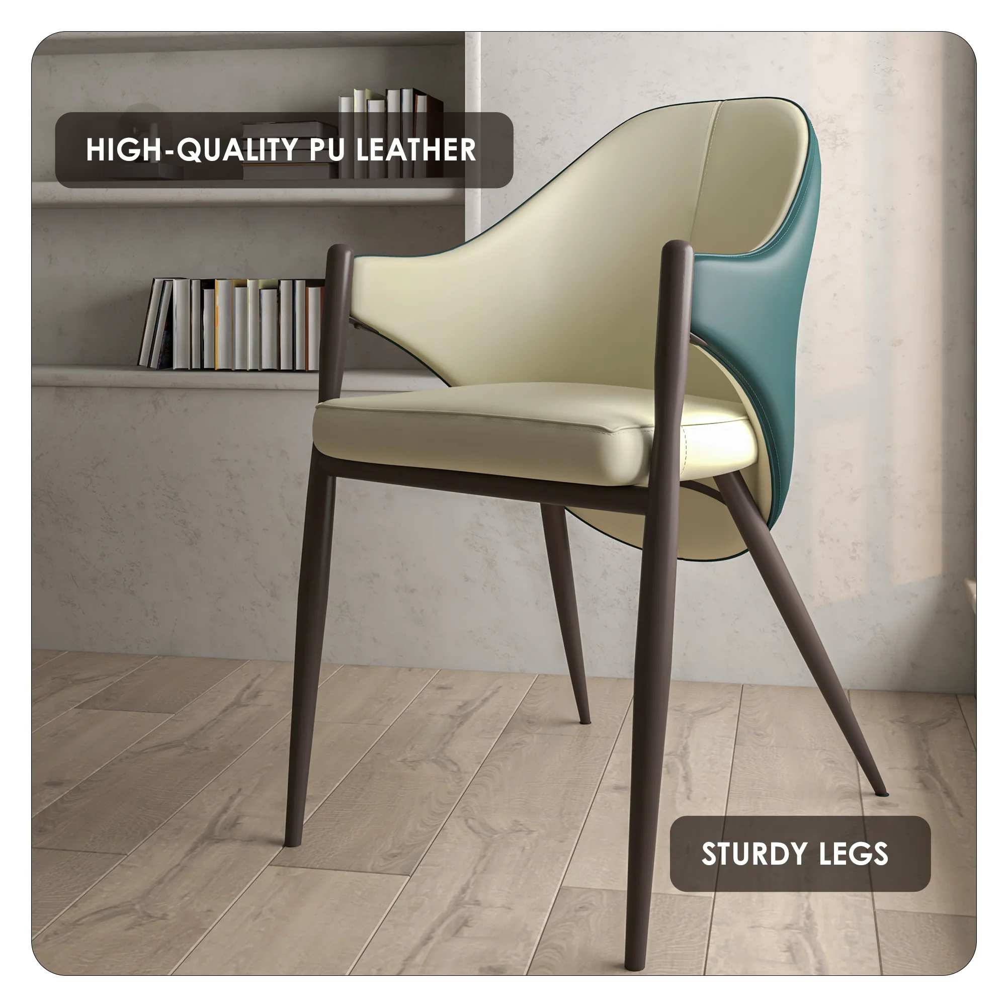 Sante Collection Modern Dining Chair in Cream/Green