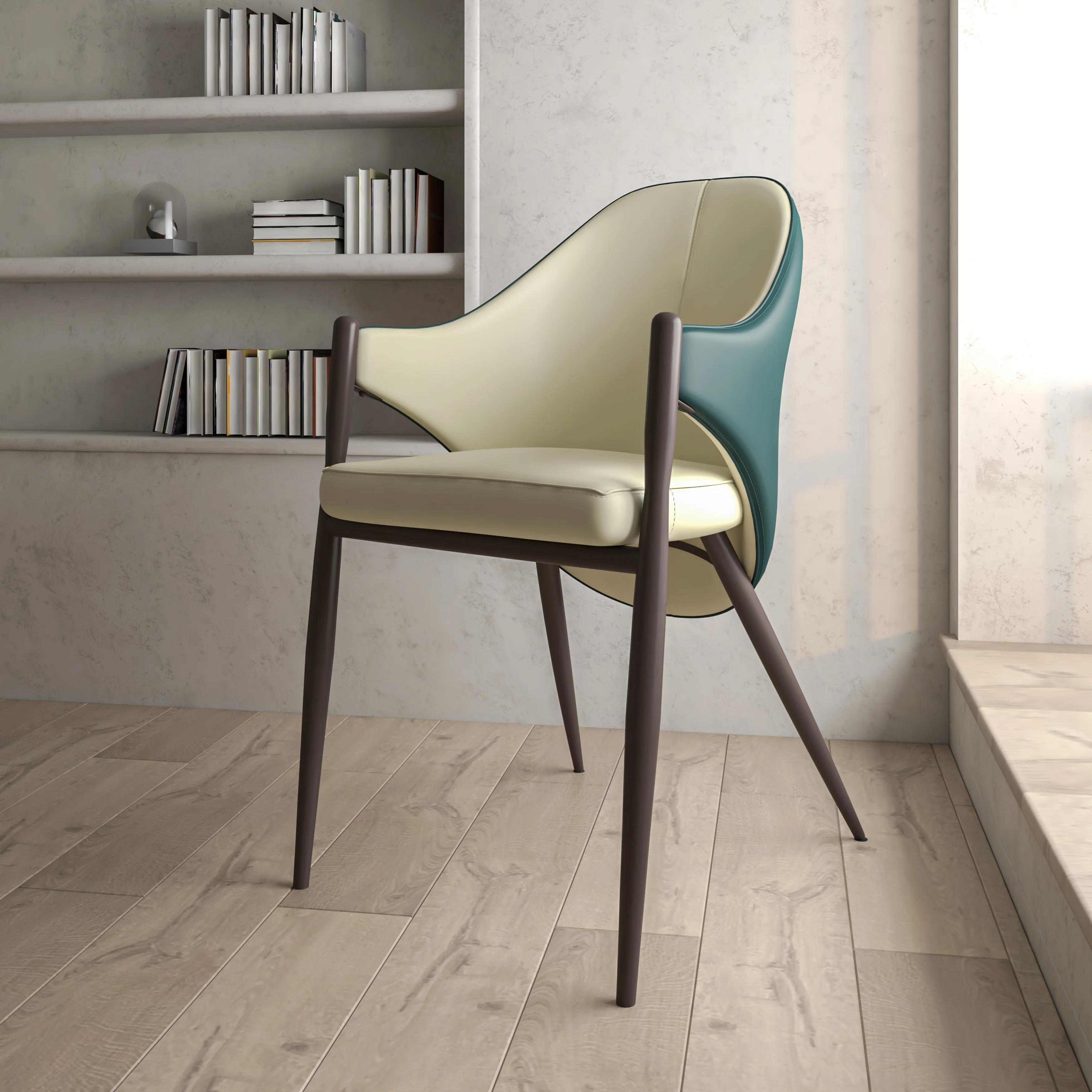 Sante Collection Modern Dining Chair in Cream/Green