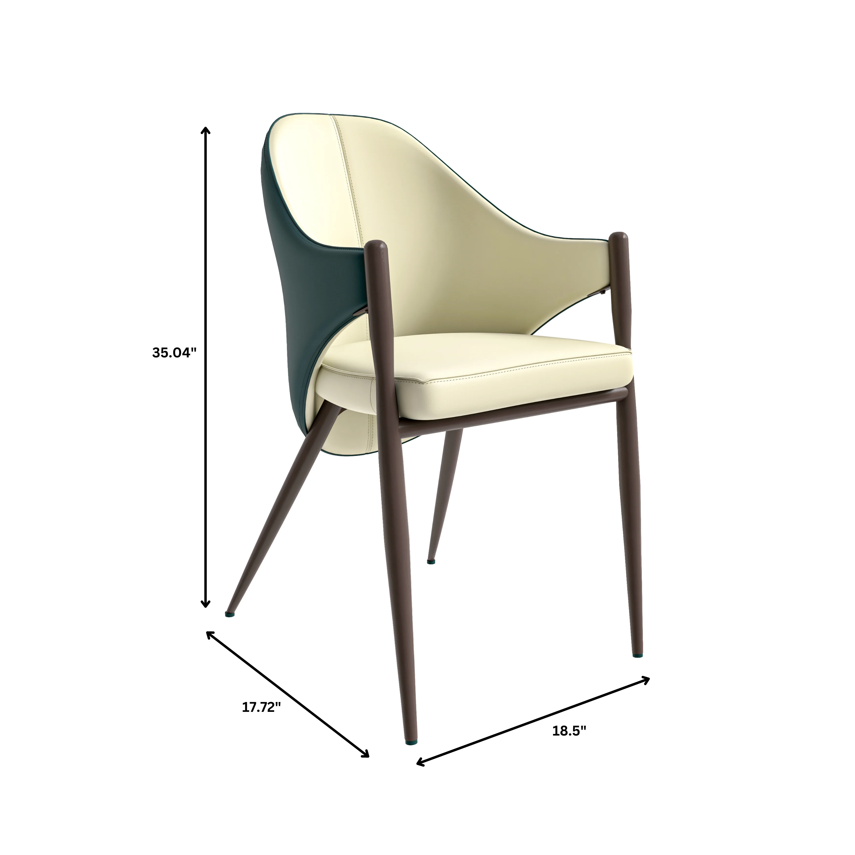 Sante Collection Modern Dining Chair in Cream/Green