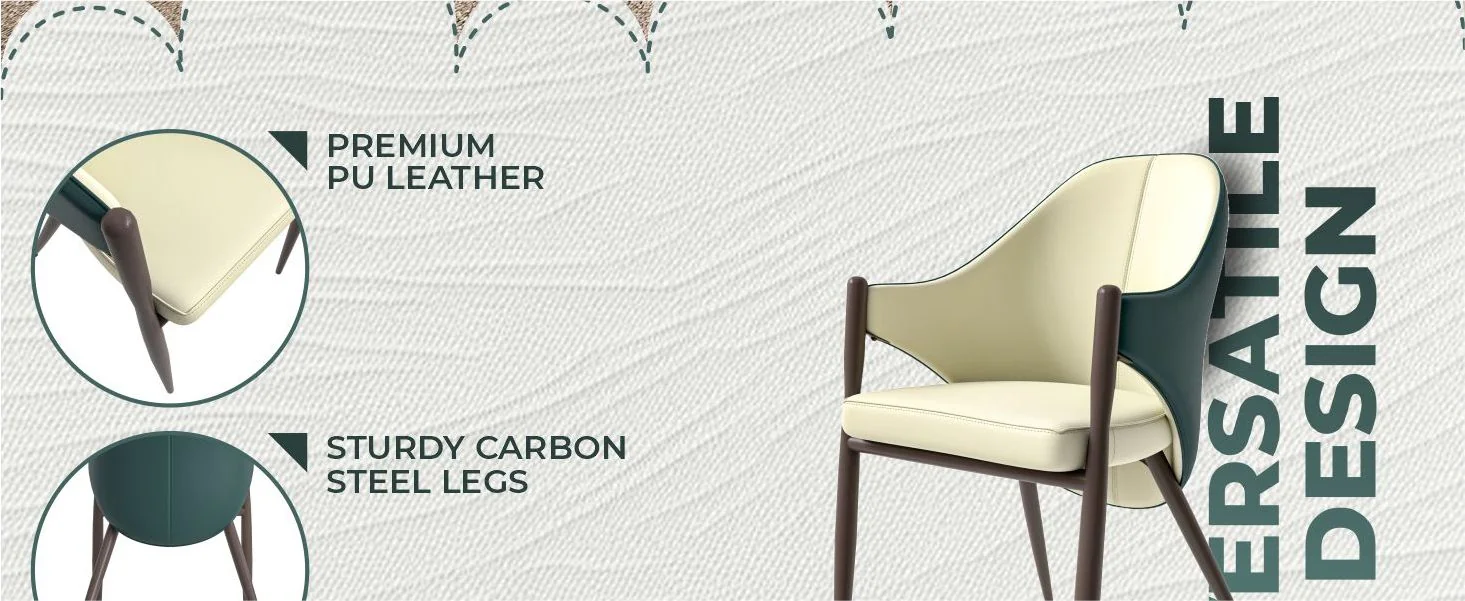 Sante Collection Modern Dining Chair Set of 2 in Cream/Green