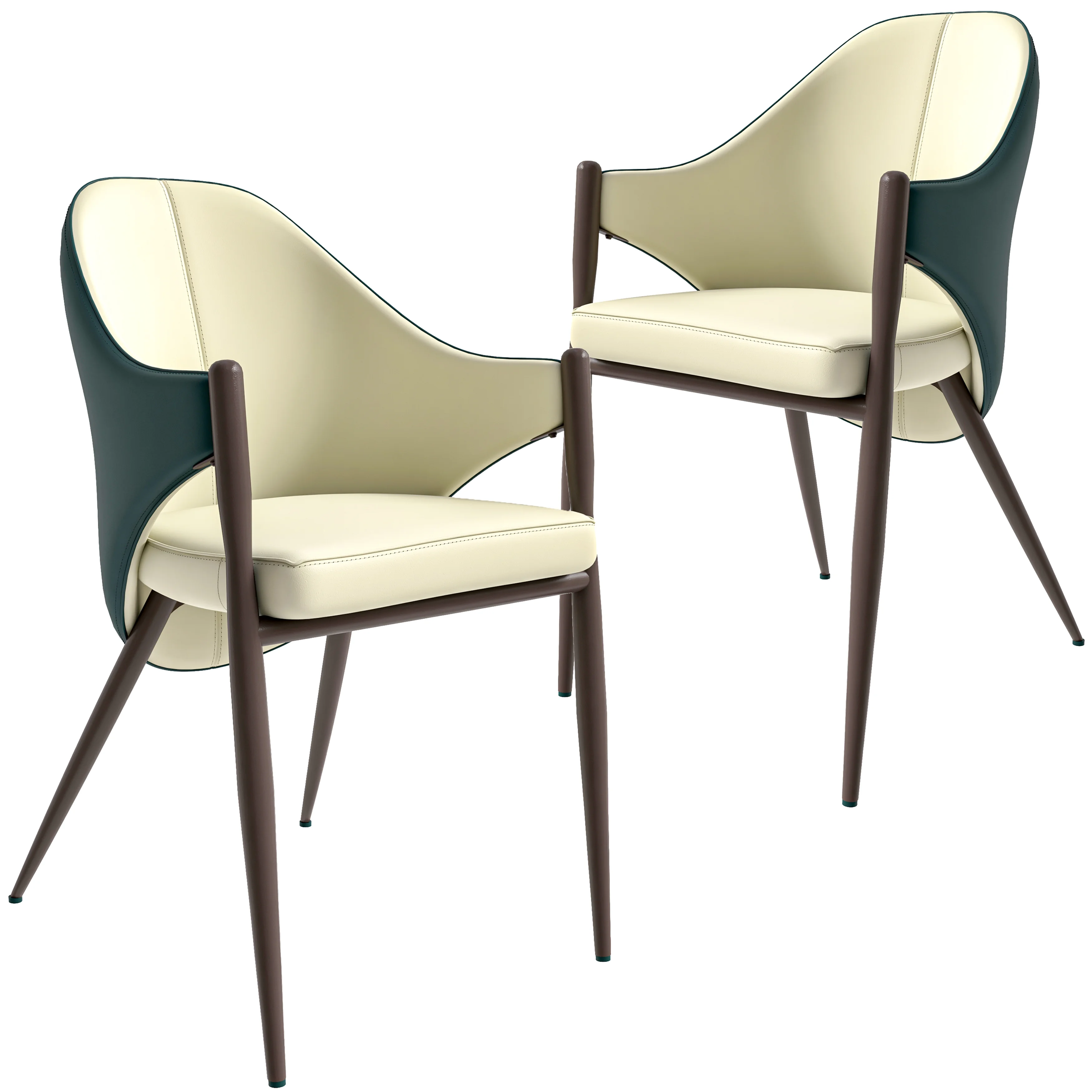 Sante Collection Modern Dining Chair Set of 2 in Cream/Green