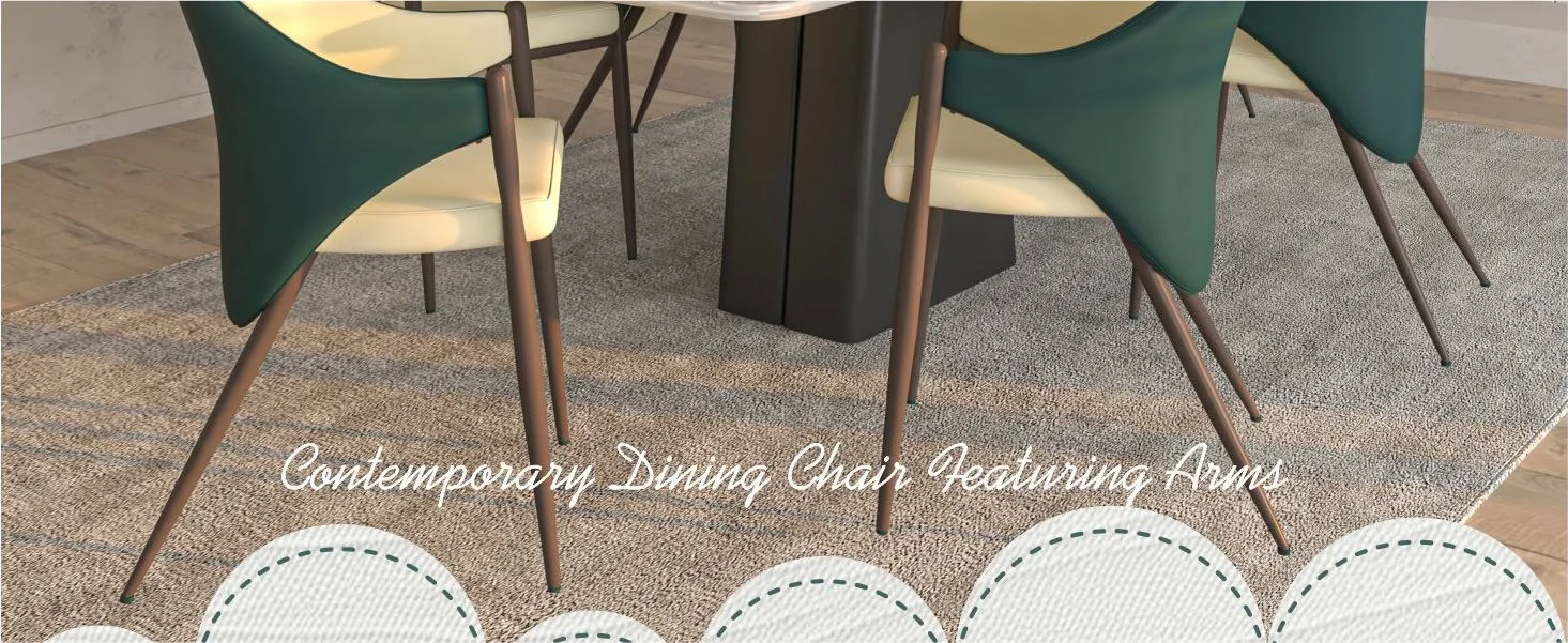 Sante Collection Modern Dining Chair Set of 4 in Cream/Green