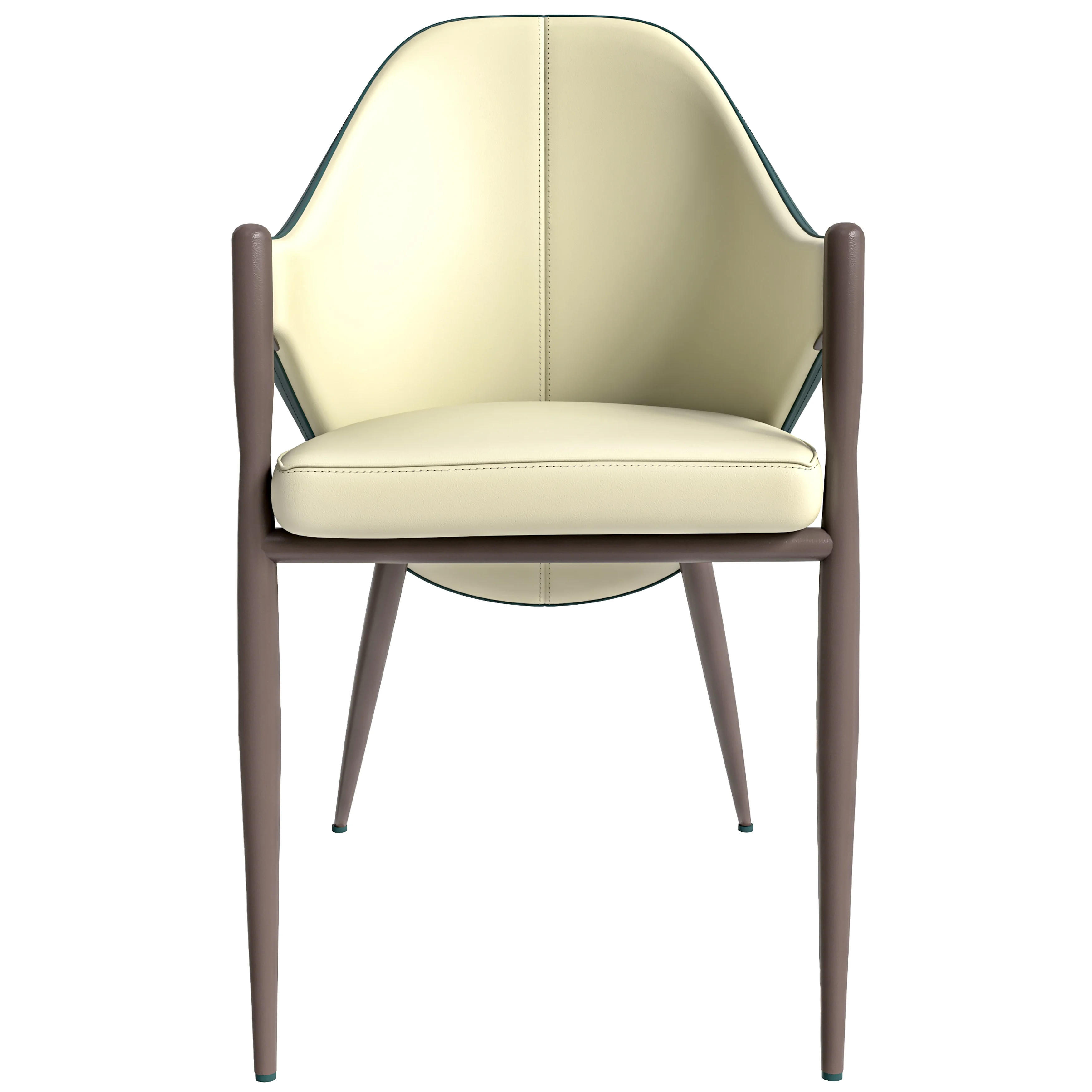 Sante Collection Modern Dining Chair Set of 4 in Cream/Green
