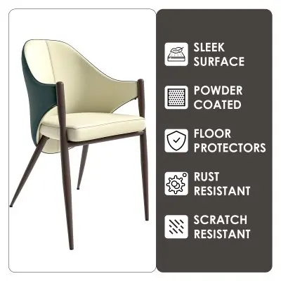 Sante Collection Modern Dining Chair Set of 4 in Cream/Green