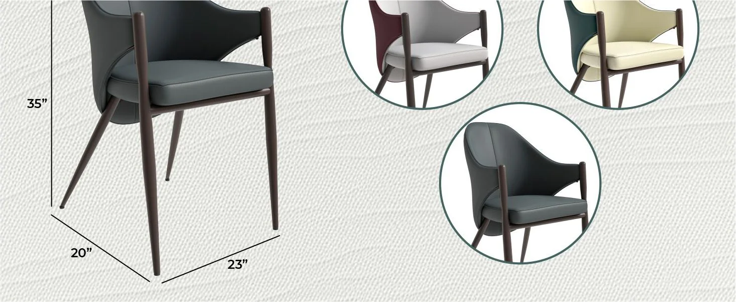 Sante Collection Modern Dining Chair Set of 2 in Grey