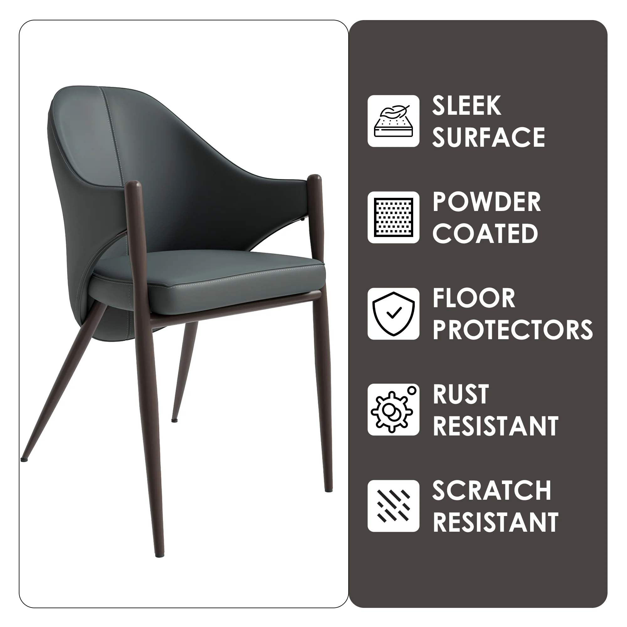 Sante Collection Modern Dining Chair Set of 2 in Grey