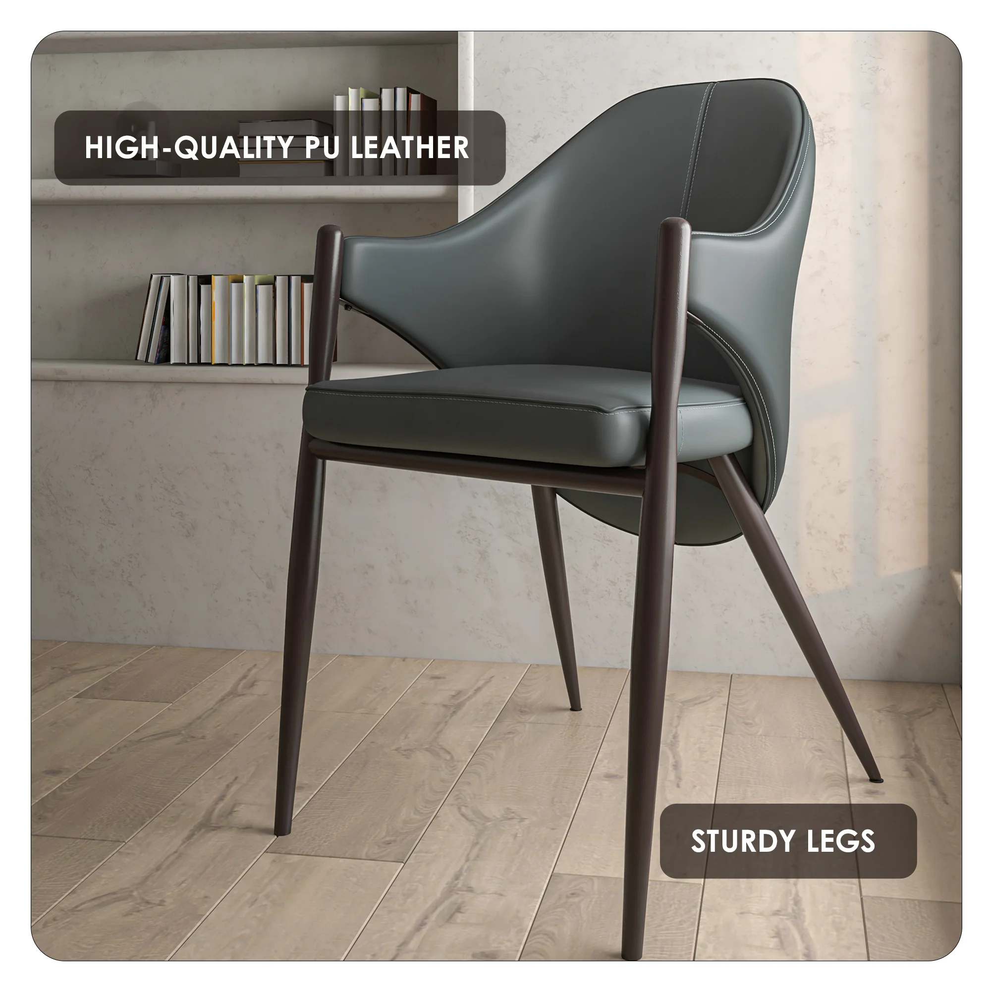 Sante Collection Modern Dining Chair Set of 4 in Grey