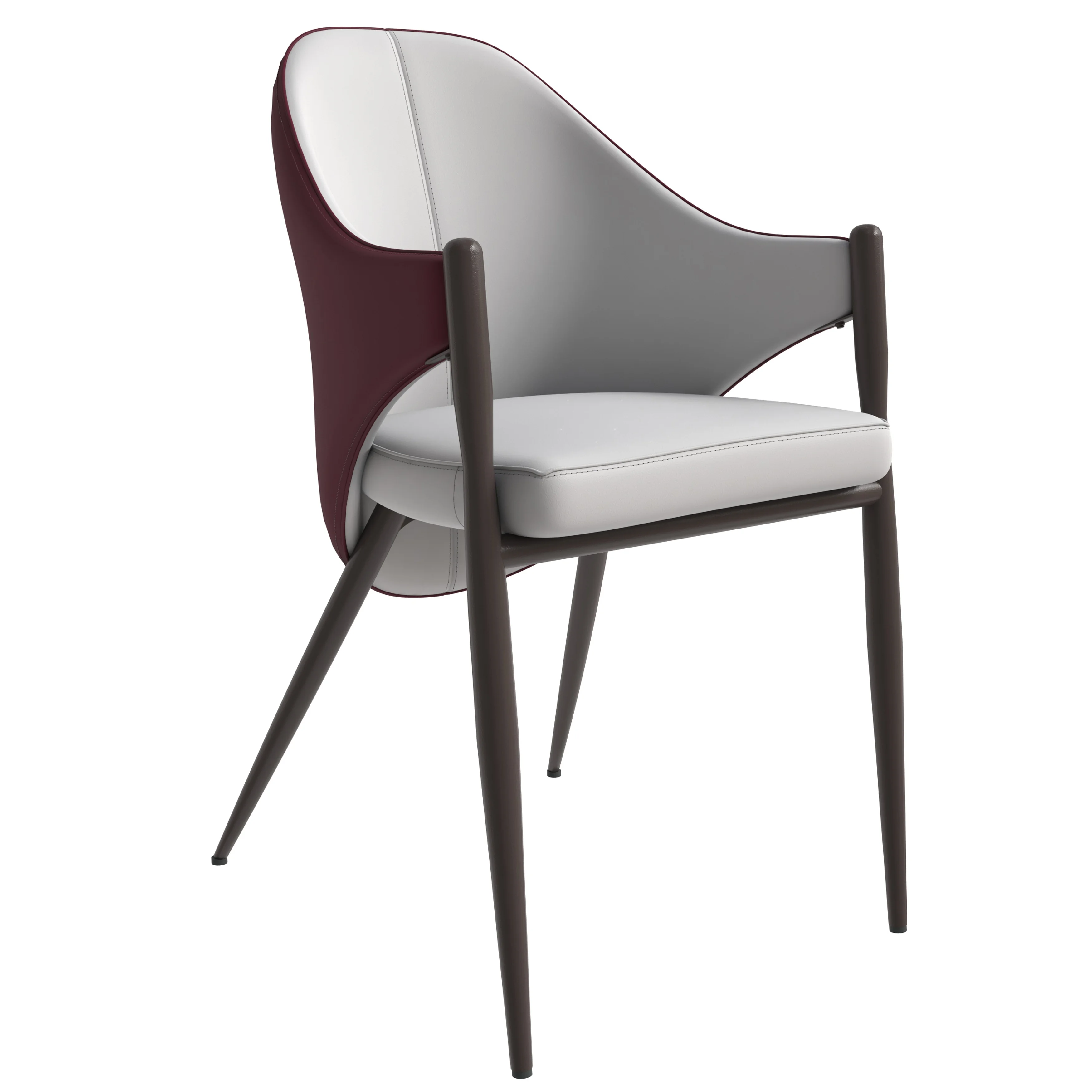 Sante Collection Modern Dining Chair in White/Bordouex