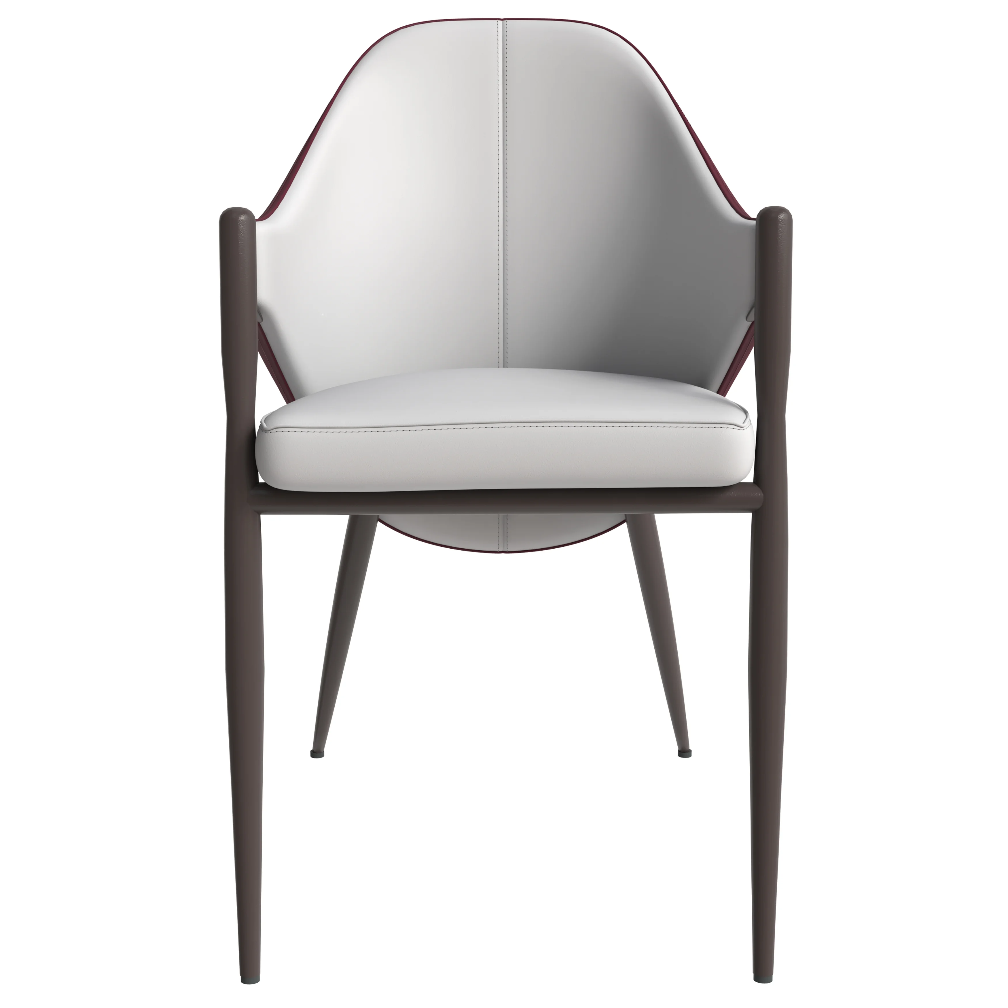 Sante Collection Modern Dining Chair in White/Bordouex