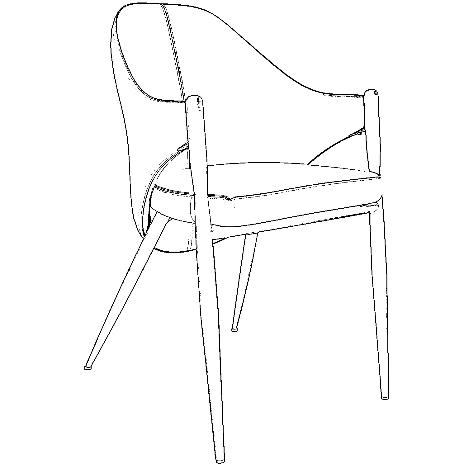 Sante Collection Modern Dining Chair in White/Bordouex