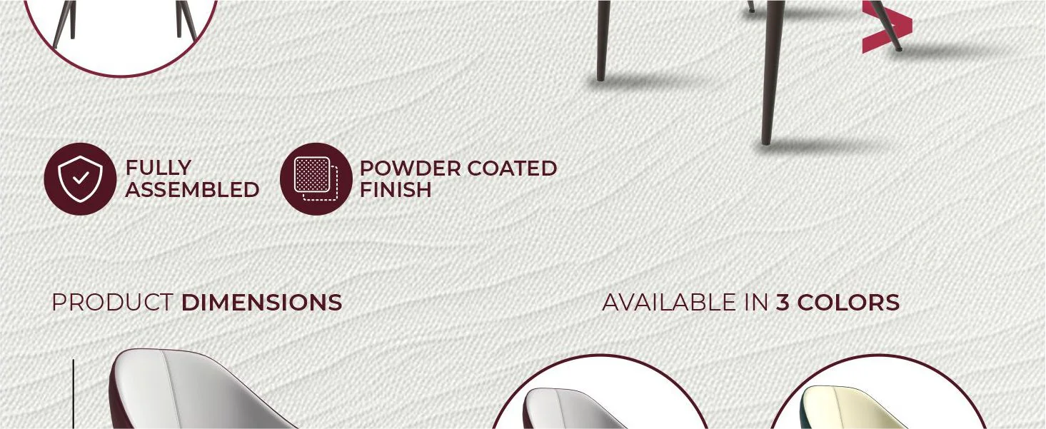 Sante Collection Modern Dining Chair Set of 2 in White/Bordouex