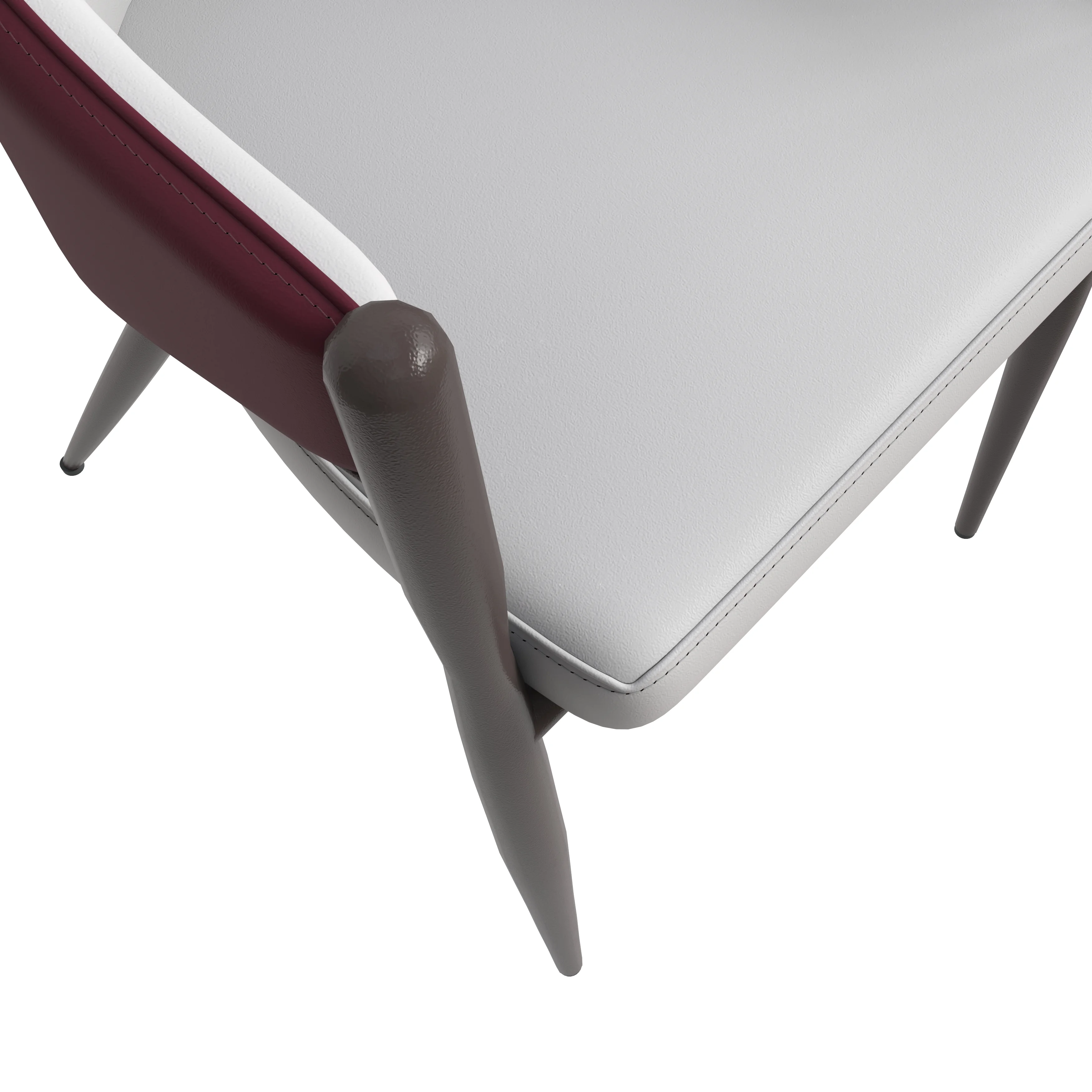 Sante Collection Modern Dining Chair Set of 4 in White/Bordouex