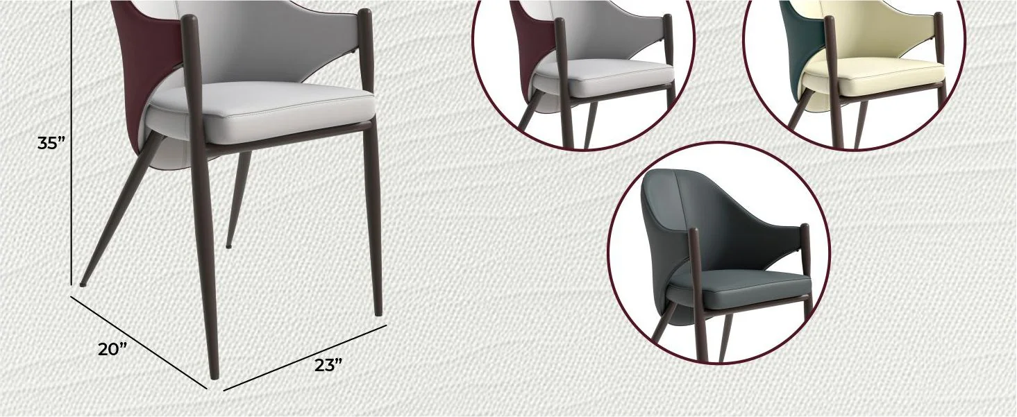 Sante Collection Modern Dining Chair Set of 4 in White/Bordouex