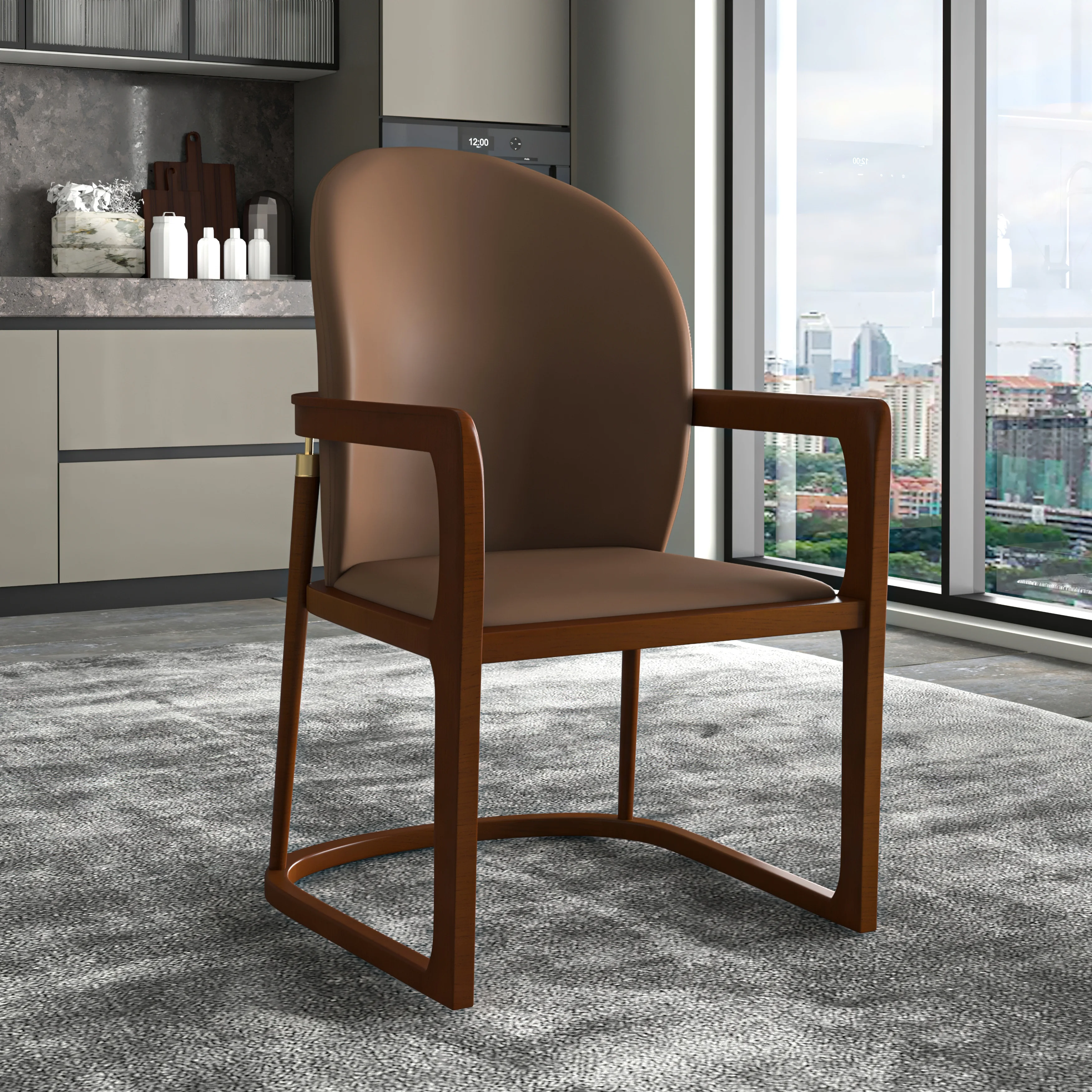 Svelta Elegant Wooden Dining Chair in Brown