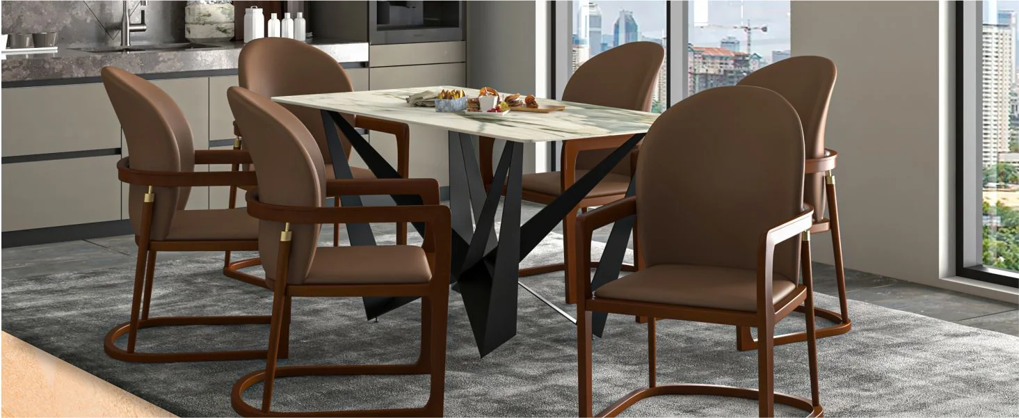 Svelta Elegant Wooden Dining Chair in Brown