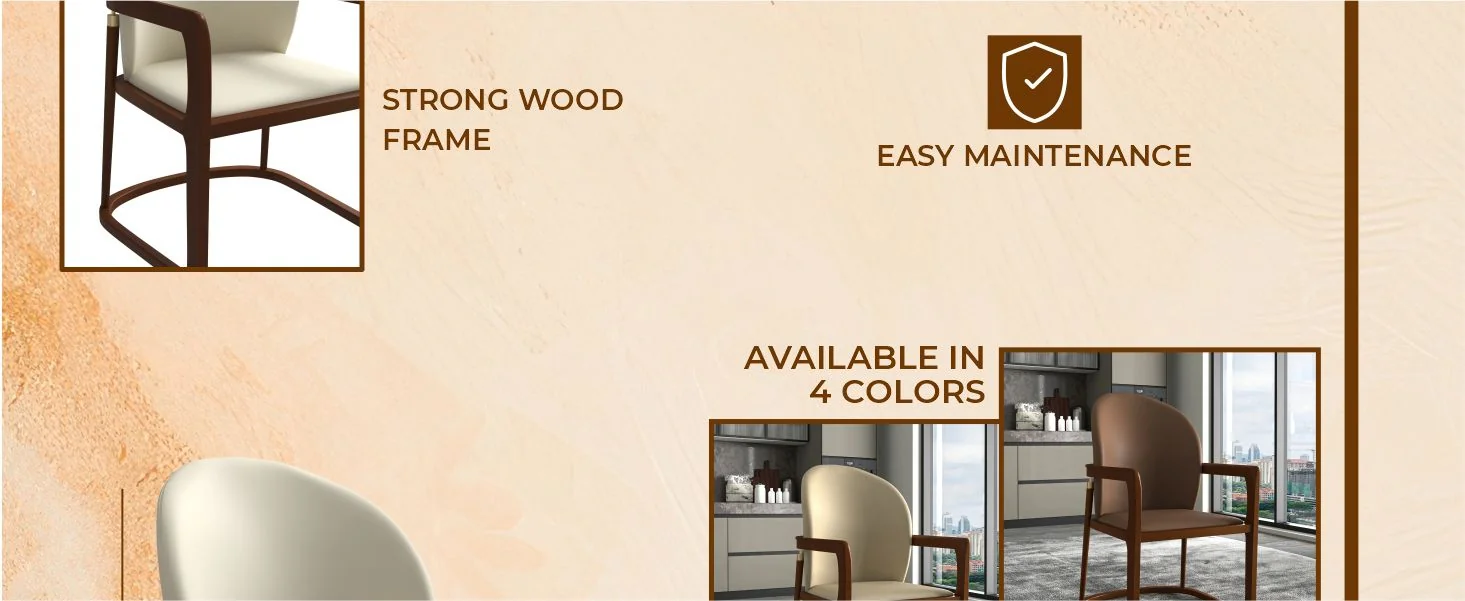 Svelta Elegant Wooden Dining Chair in Cream