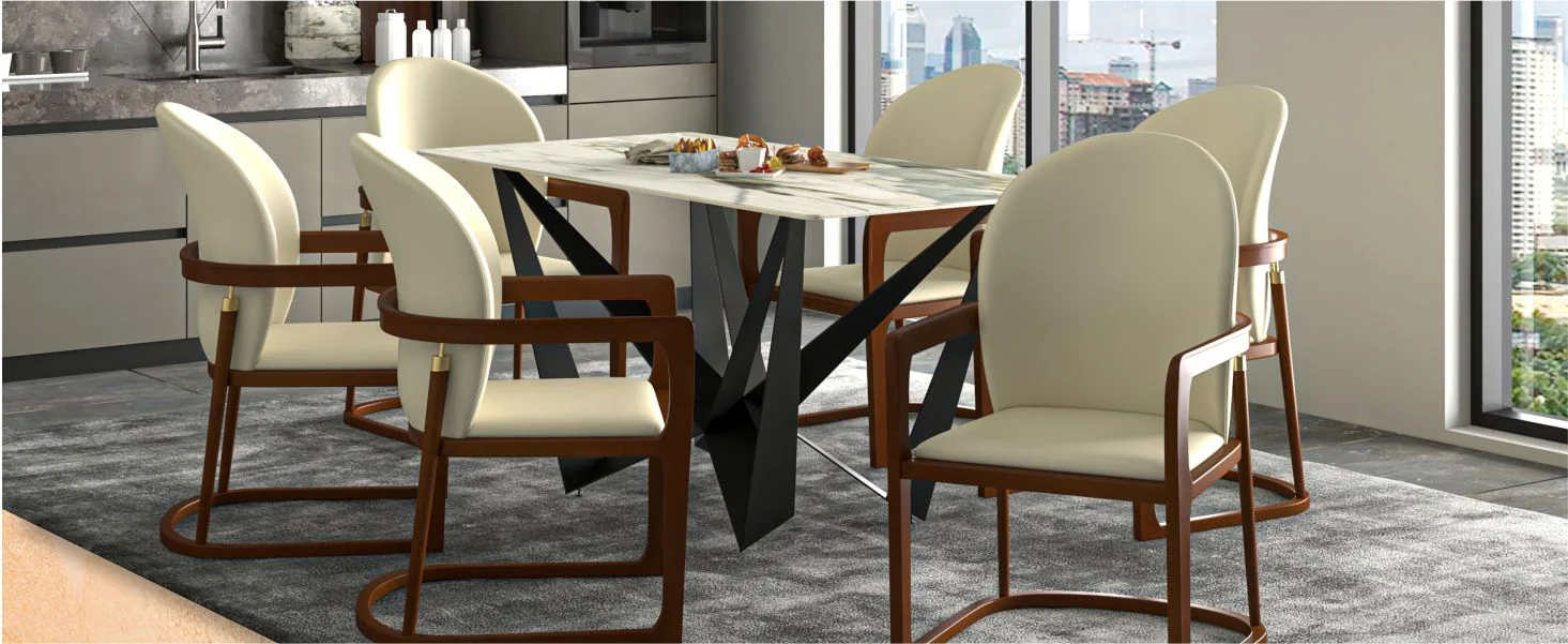 Svelta Elegant Wooden Dining Chair in Cream