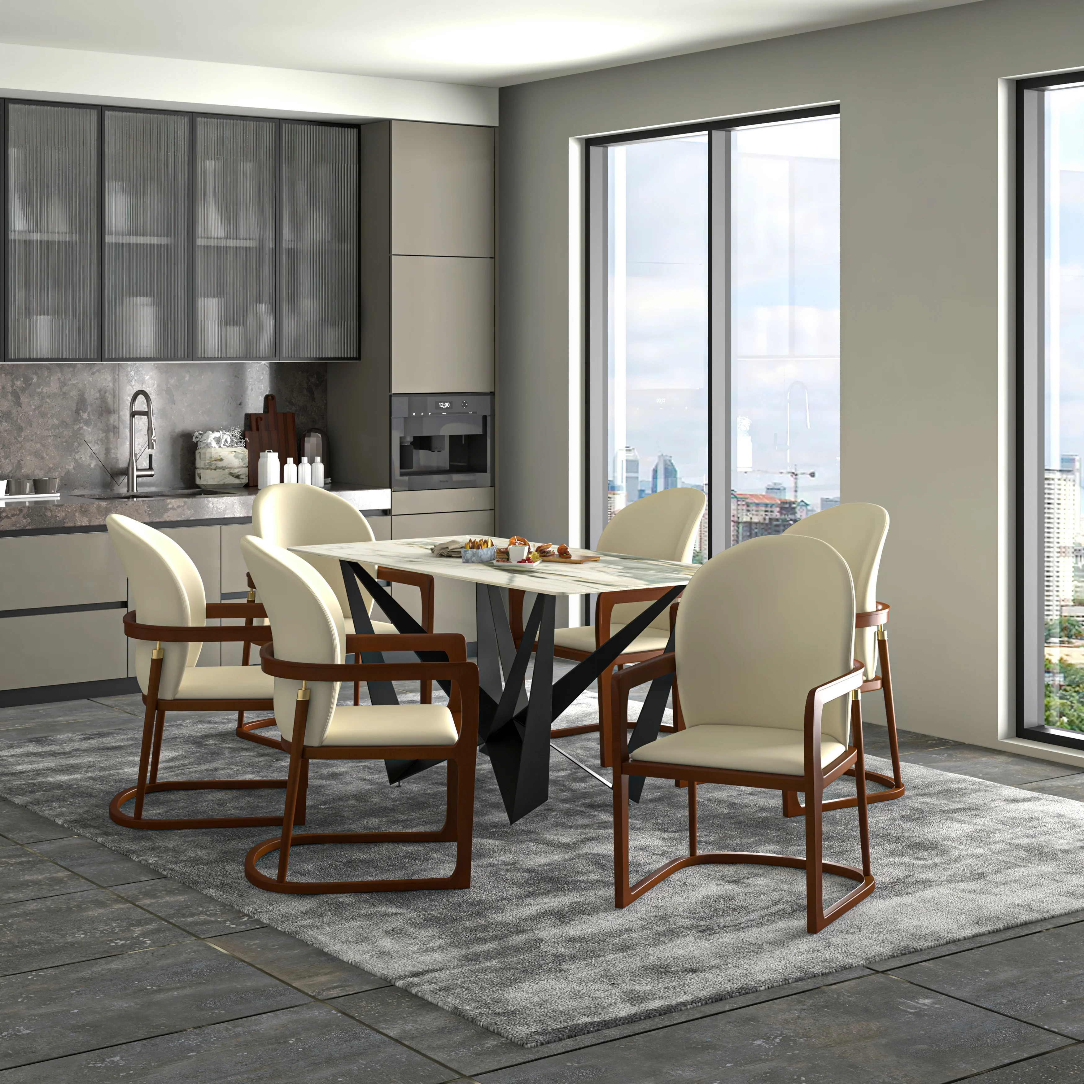 Svelta Elegant Wooden Dining Chair in Cream