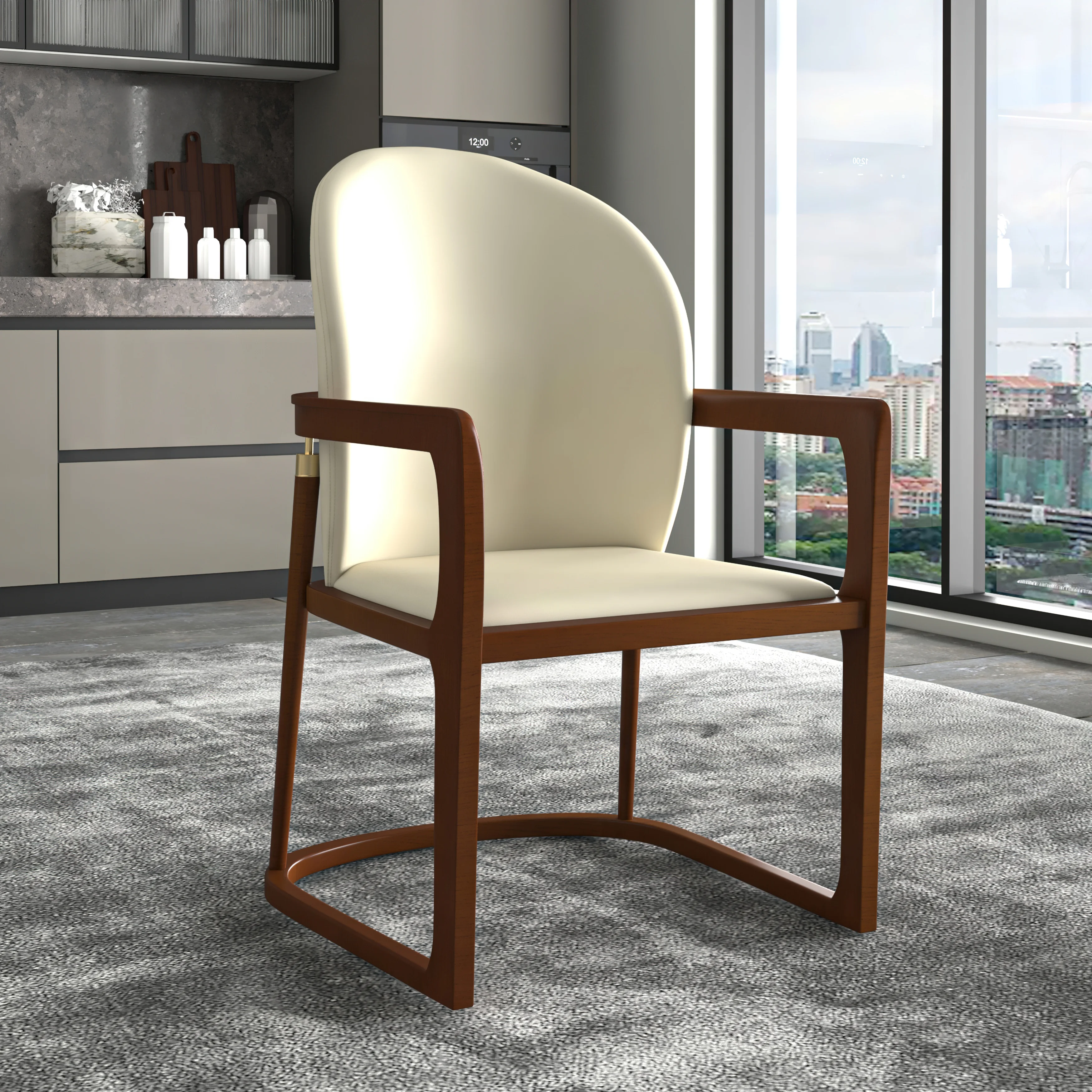 Svelta Elegant Wooden Dining Chair in Cream