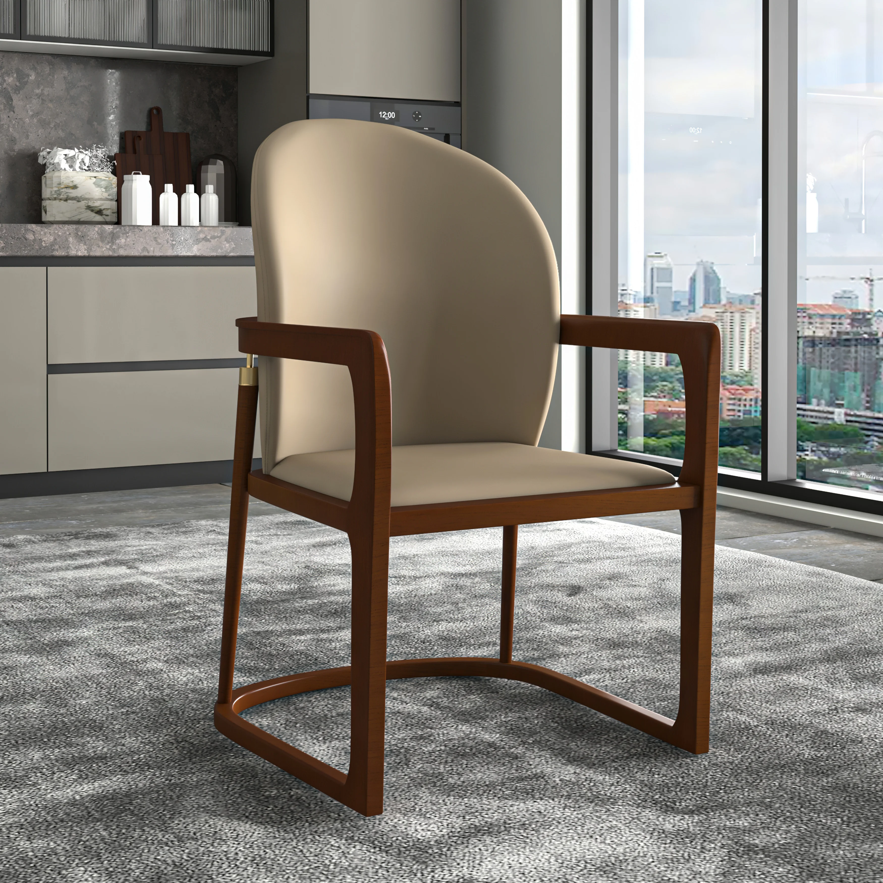 Svelta Elegant Wooden Dining Chair in Dark Toupe
