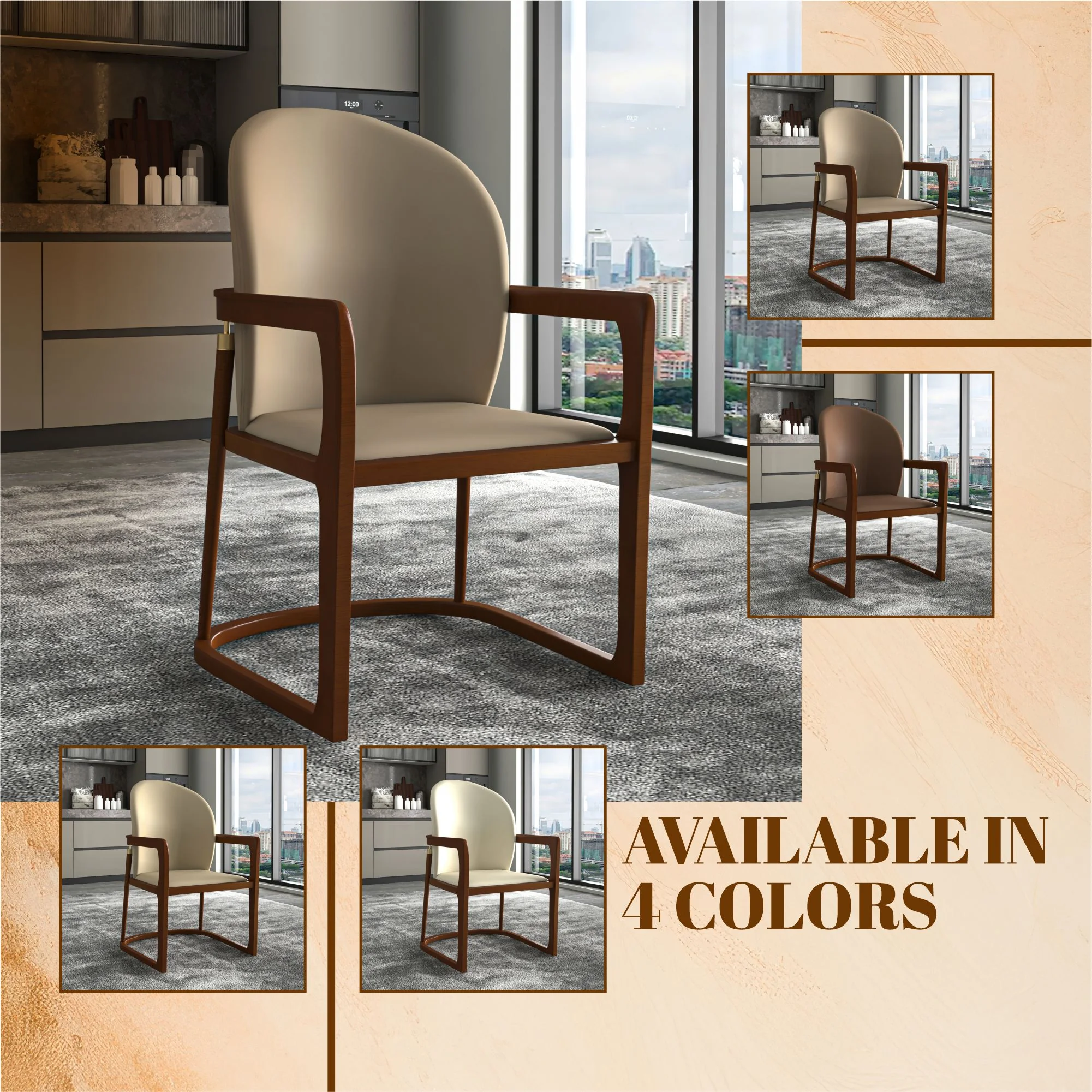 Svelta Elegant Wooden Dining Chair in Toupe