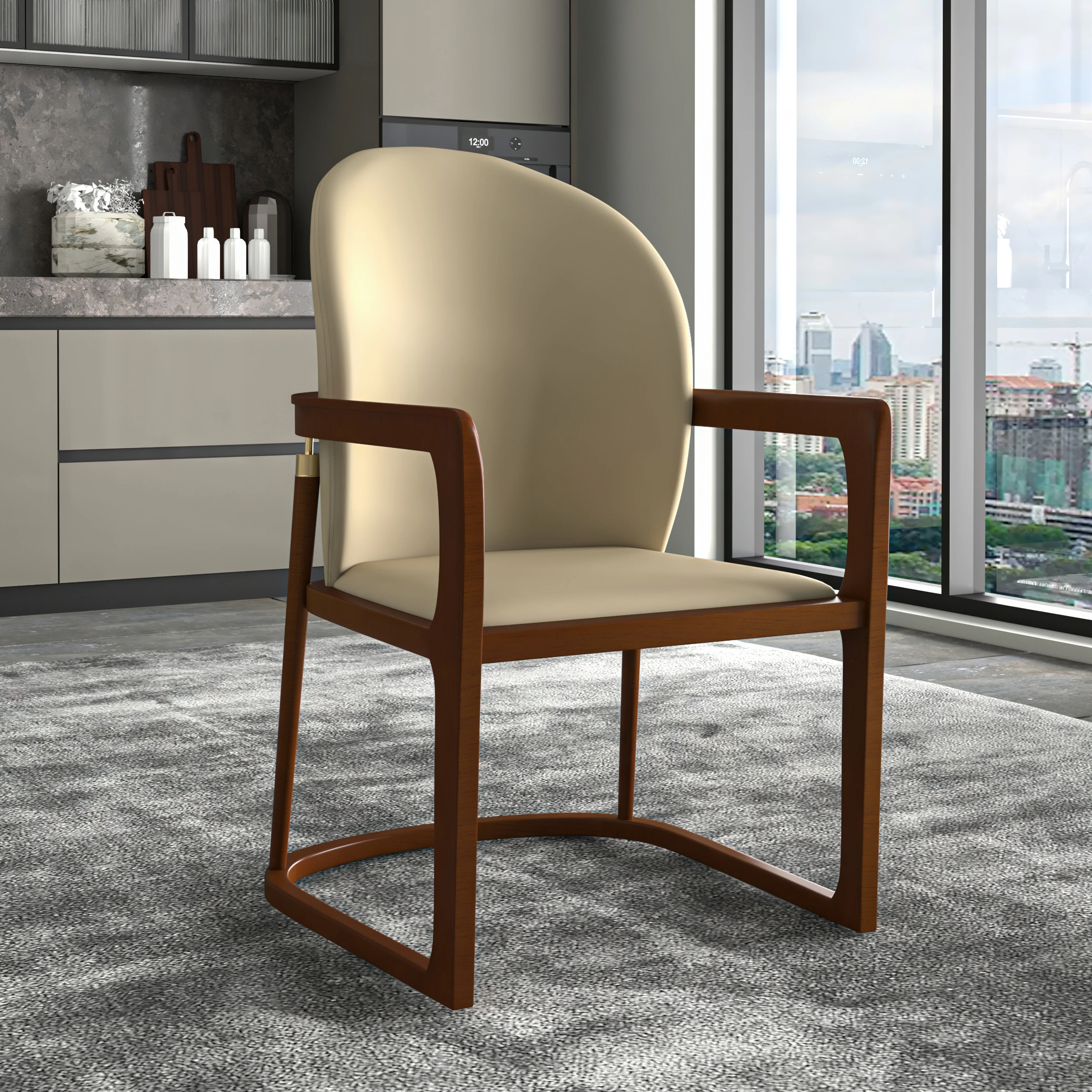 Svelta Elegant Wooden Dining Chair in Toupe