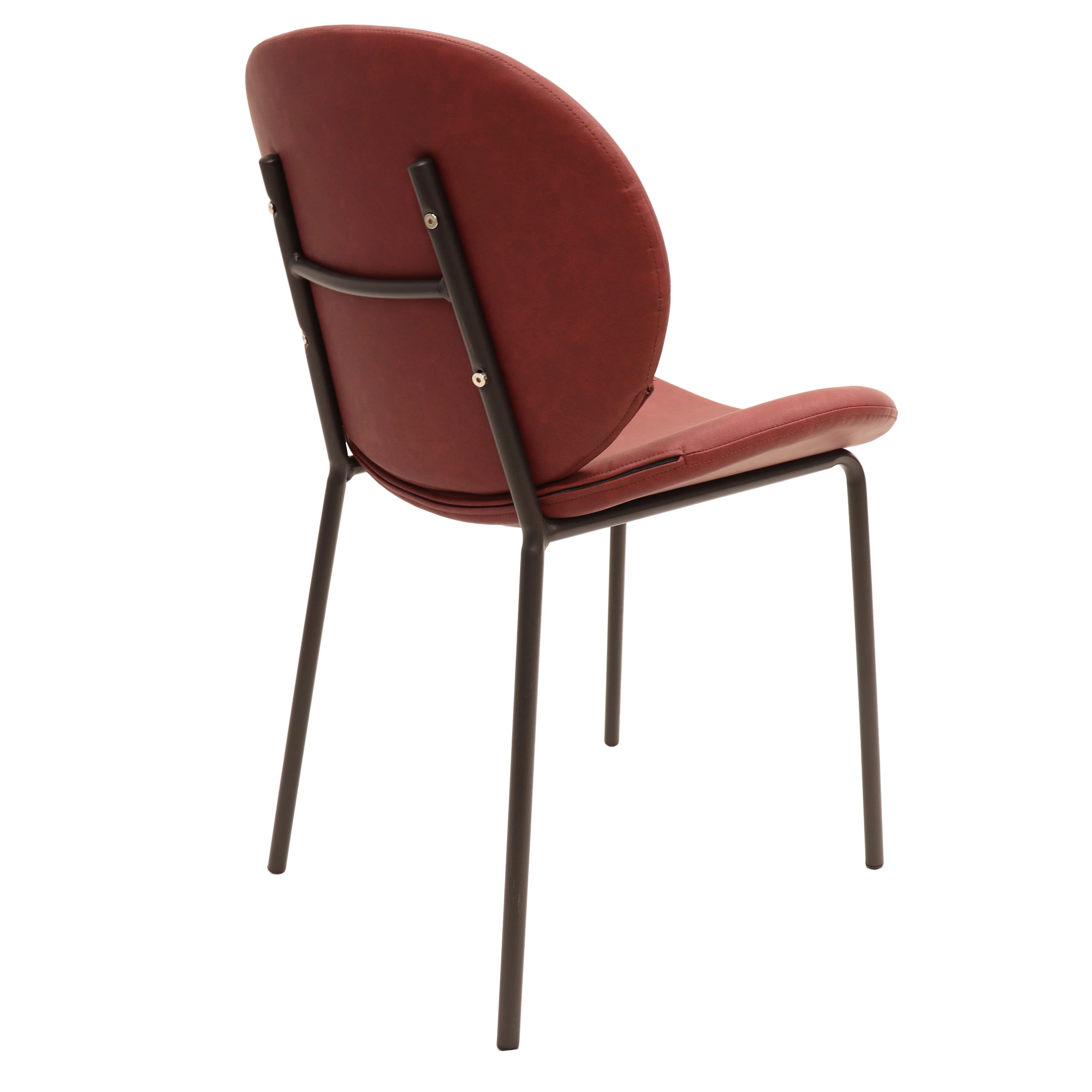 Servos Modern Dining Side Chair with Upholstered Faux Leather Seat and Powder Coated Iron Frame for Kitchen and Dining Room, Bordeaux