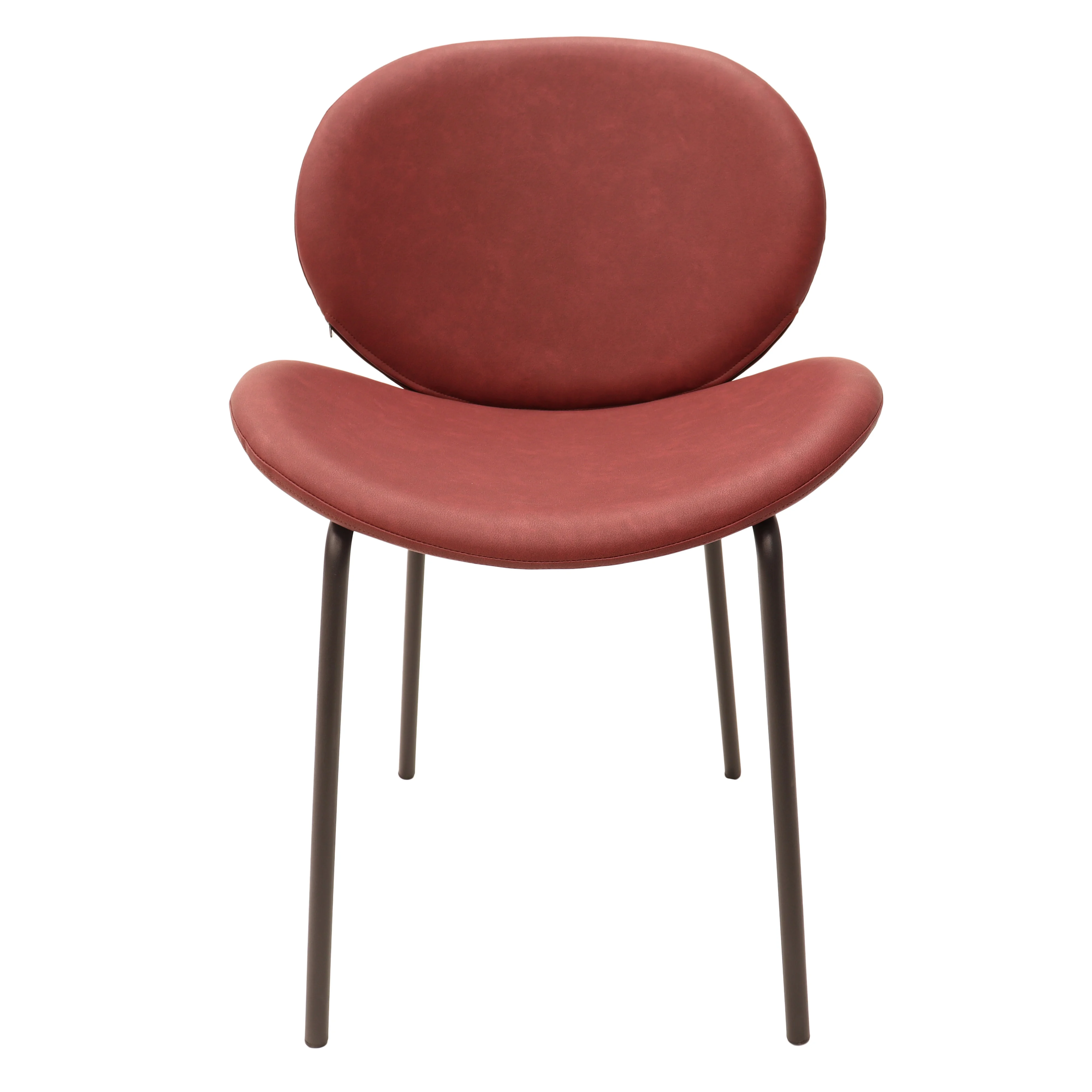 Servos Modern Dining Side Chair with Upholstered Faux Leather Seat and Powder Coated Iron Frame for Kitchen and Dining Room, Bordeaux