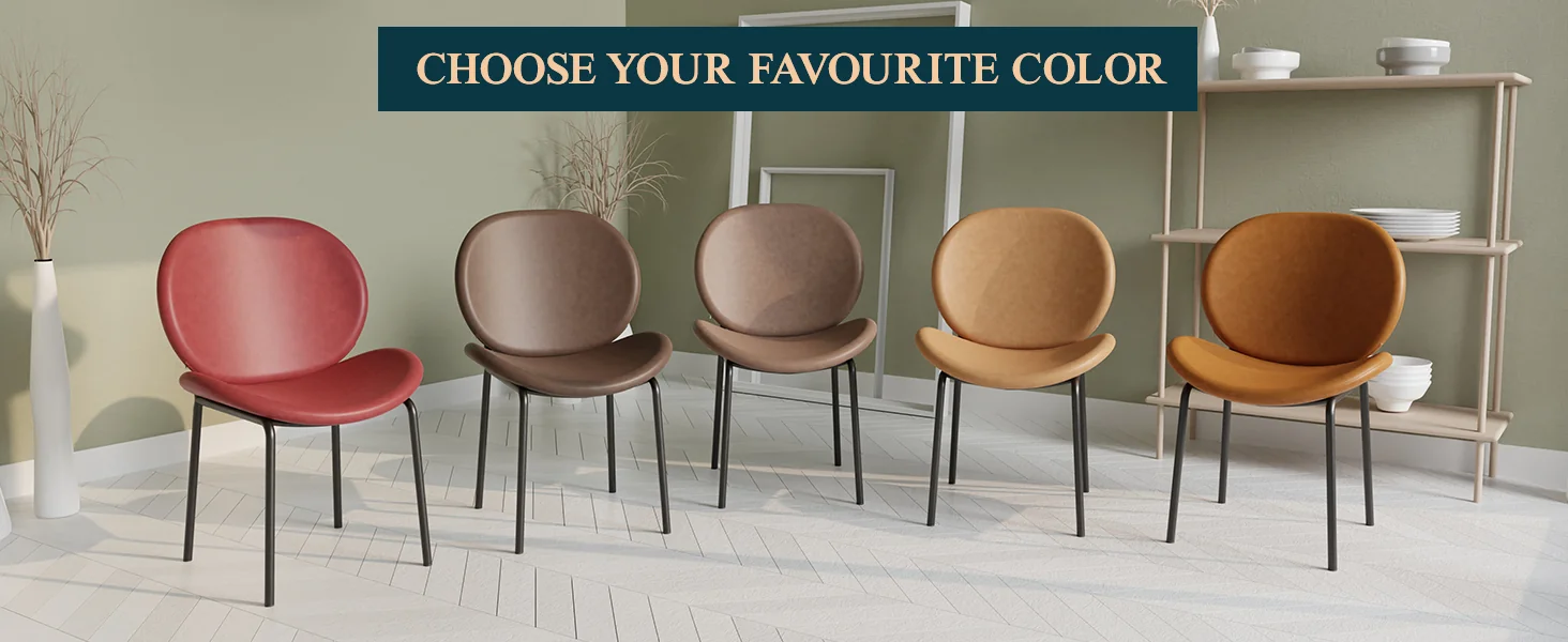 Servos Modern Dining Side Chair with Upholstered Faux Leather Seat and Powder Coated Iron Frame for Kitchen and Dining Room, Bordeaux