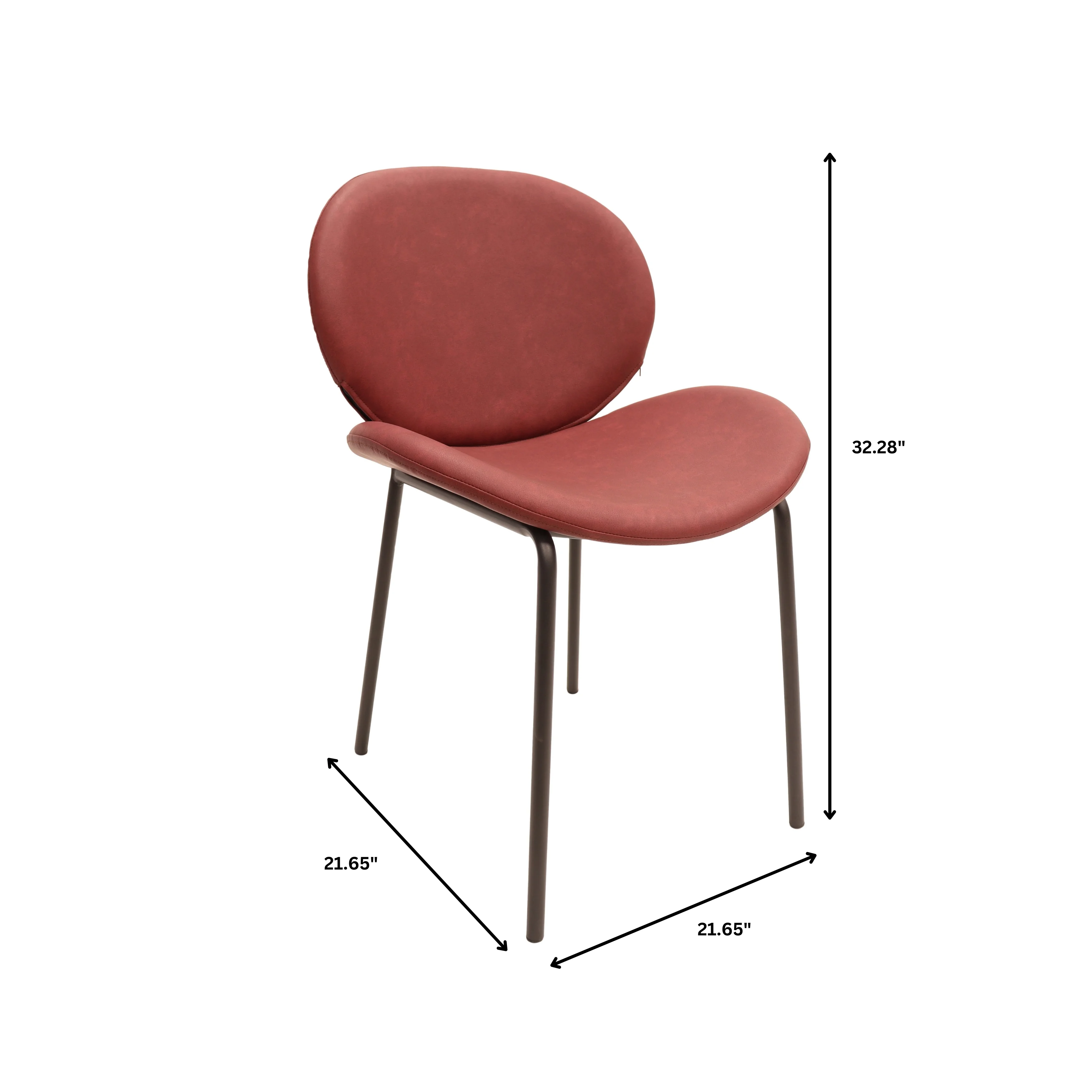 Servos Modern Dining Side Chair with Upholstered Faux Leather Seat and Powder Coated Iron Frame for Kitchen and Dining Room, Bordeaux