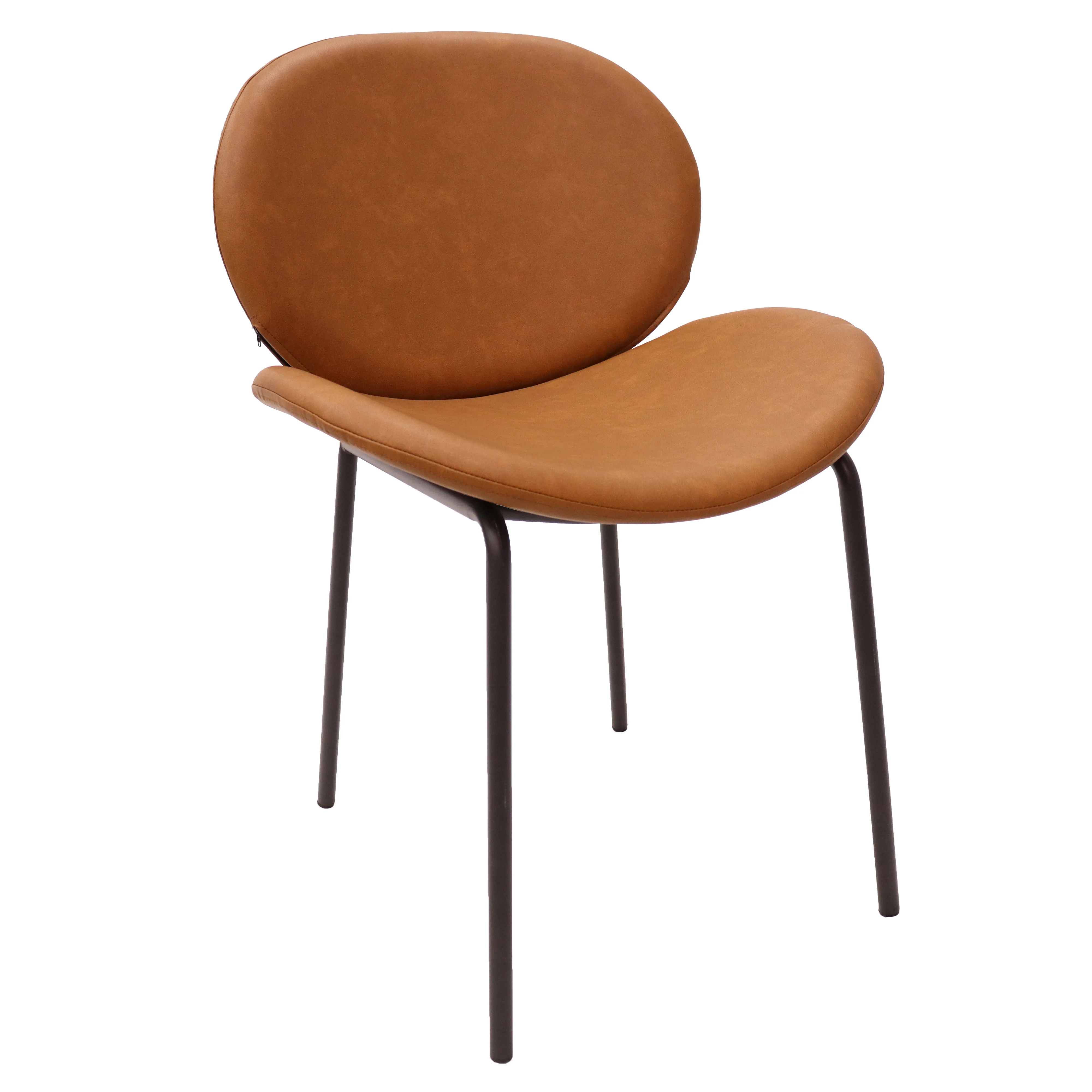 Servos Modern Dining Side Chair with Upholstered Faux Leather Seat and Powder Coated Iron Frame for Kitchen and Dining Room, Dark Brown
