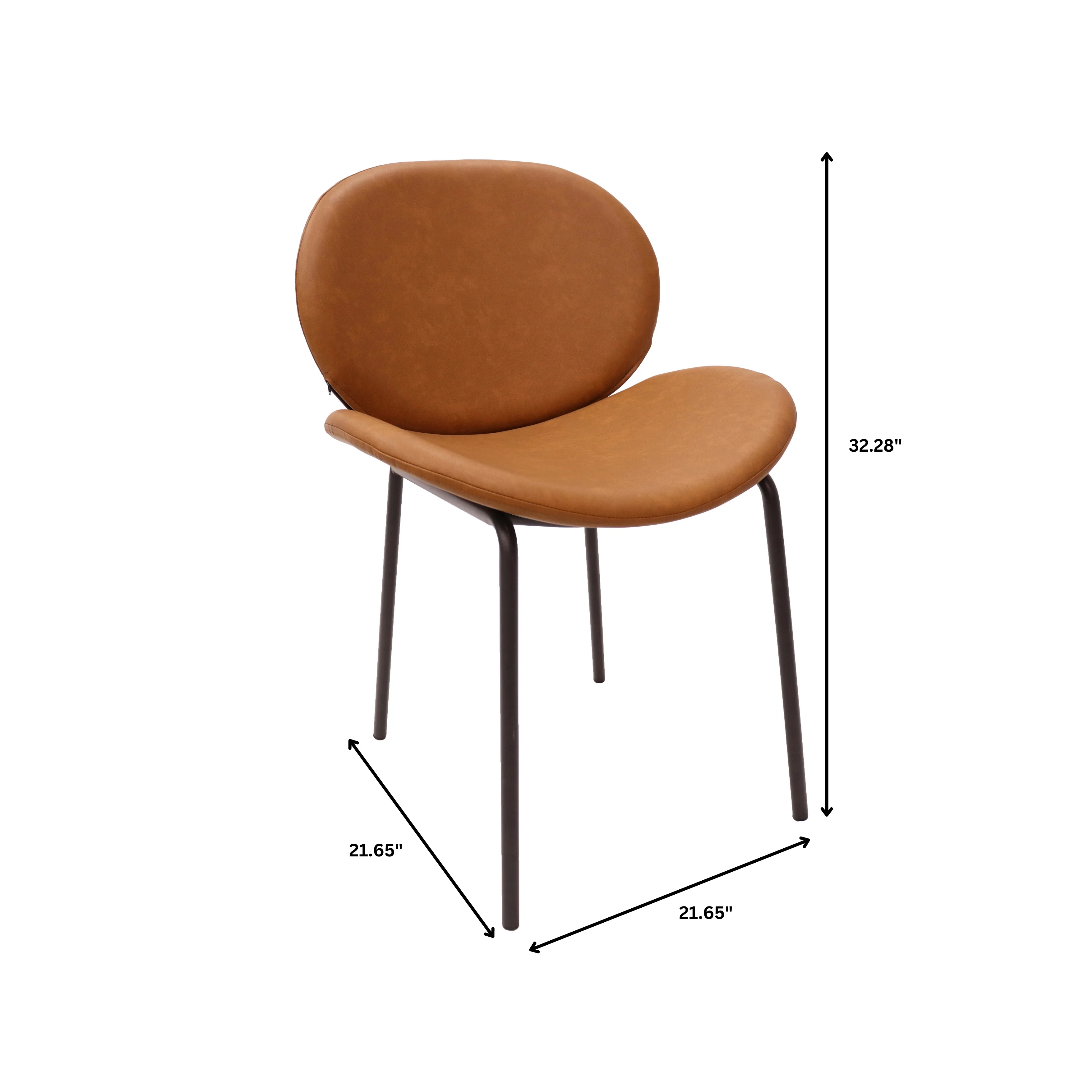 Servos Modern Dining Side Chair with Upholstered Faux Leather Seat and Powder Coated Iron Frame for Kitchen and Dining Room, Dark Brown