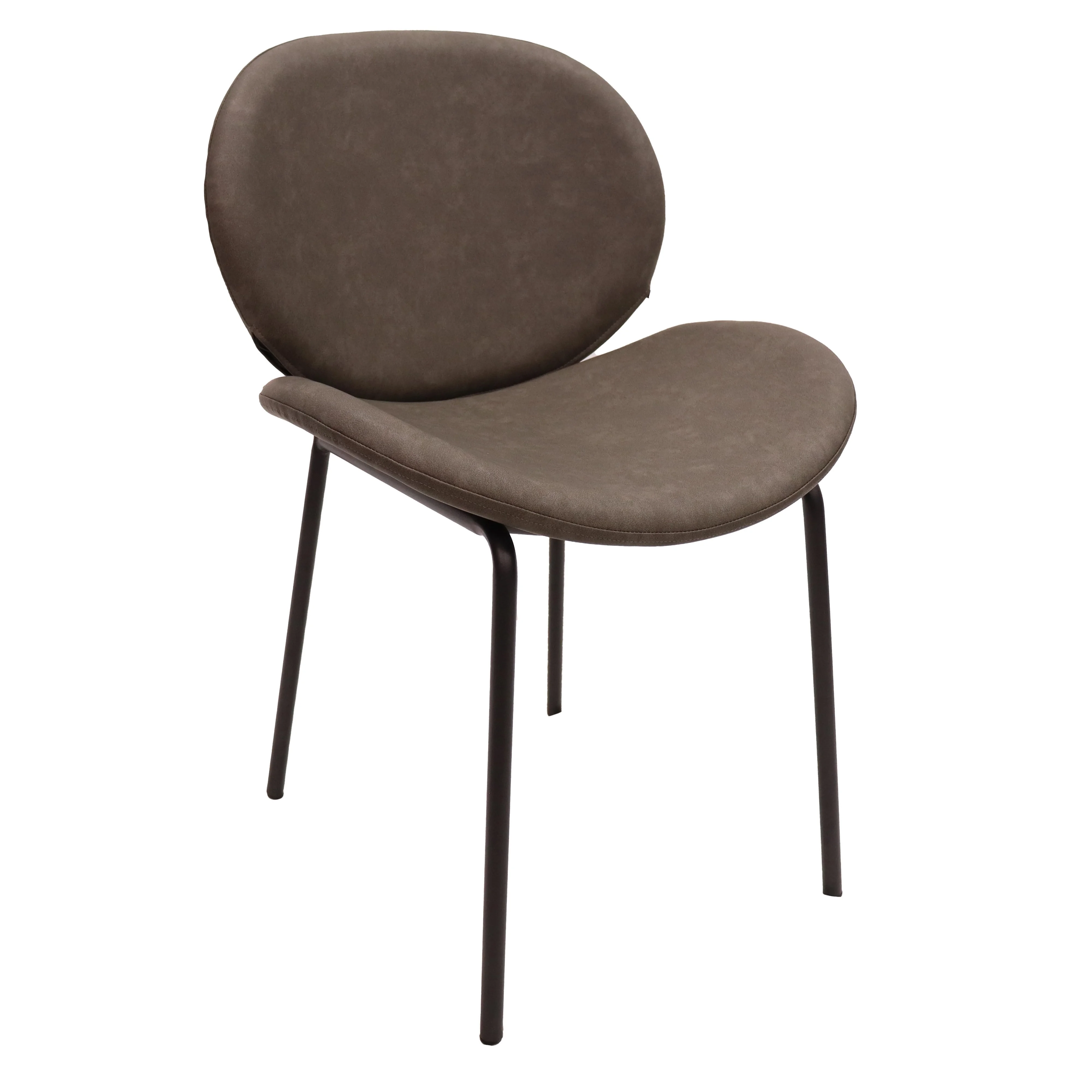 Servos Modern Dining Side Chair with Upholstered Faux Leather Seat and Powder Coated Iron Frame for Kitchen and Dining Room, Elephant Grey